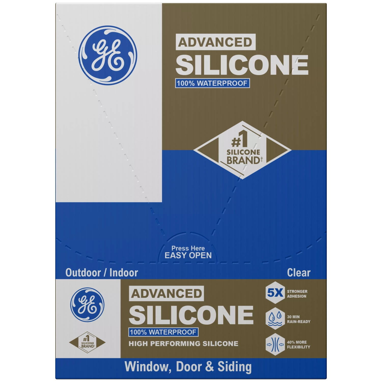 GE Advanced Silicone Window & Door Sealant, Waterproof Weatherproof Adhesive (Clear, 2.8 fl oz, 2 Pack) hurff