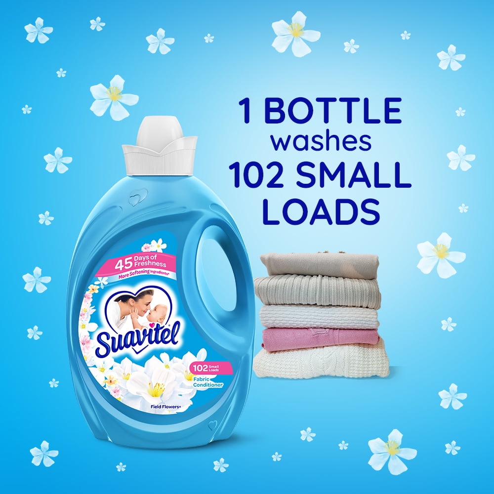 Suavitel Liquid Fabric Softener, Field Flowers, Long-Lasting Freshness (120 oz) 5witx