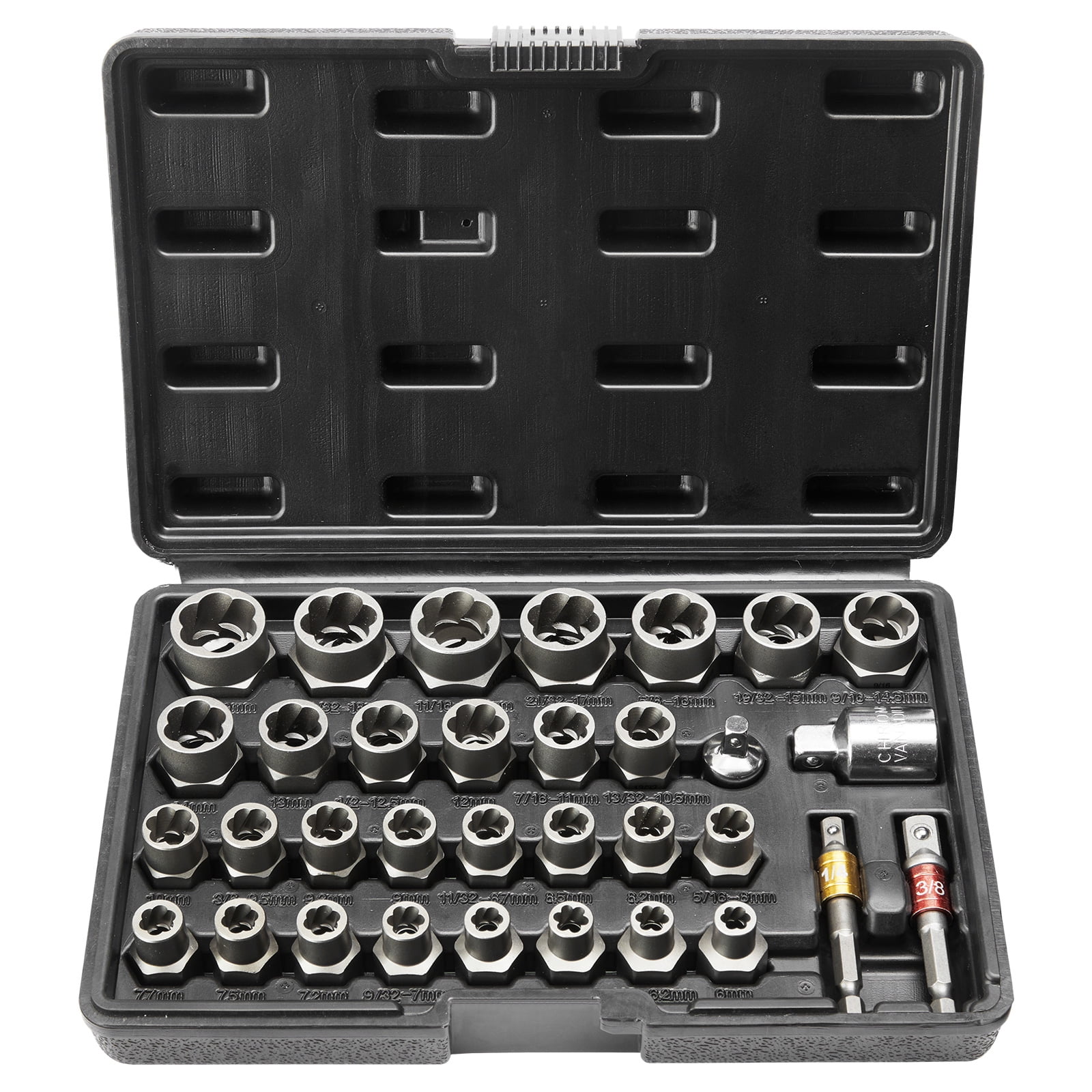 BENTISM Bolt Extractor Socket Wrench Set, Heavy-Duty Damaged Nut Remover Tool Kit (Gold, 29 Pieces) k3svn