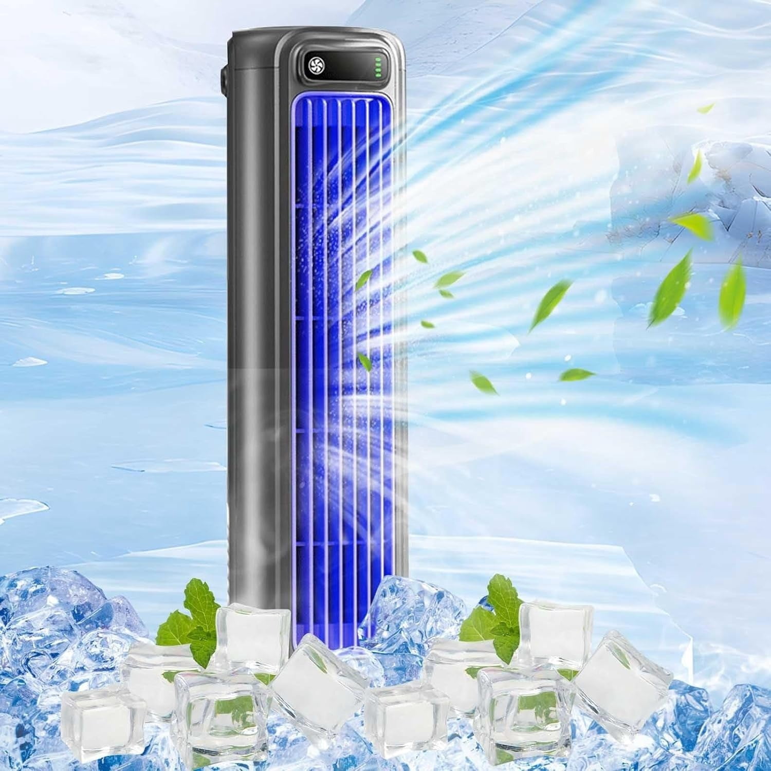 Generic Bladeless Tower Air Conditioner Portable Desktop Evaporative Cooler (Grey, 12.28 x 3.42 x 3.27 in) fu6ap