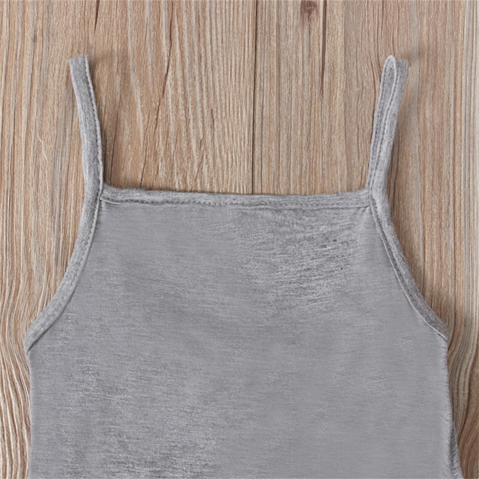 NOKIO Toddler Girl Sleeveless Jumpsuit, Summer Solid Strap Harem Romper (Grey, 5T) wdguk