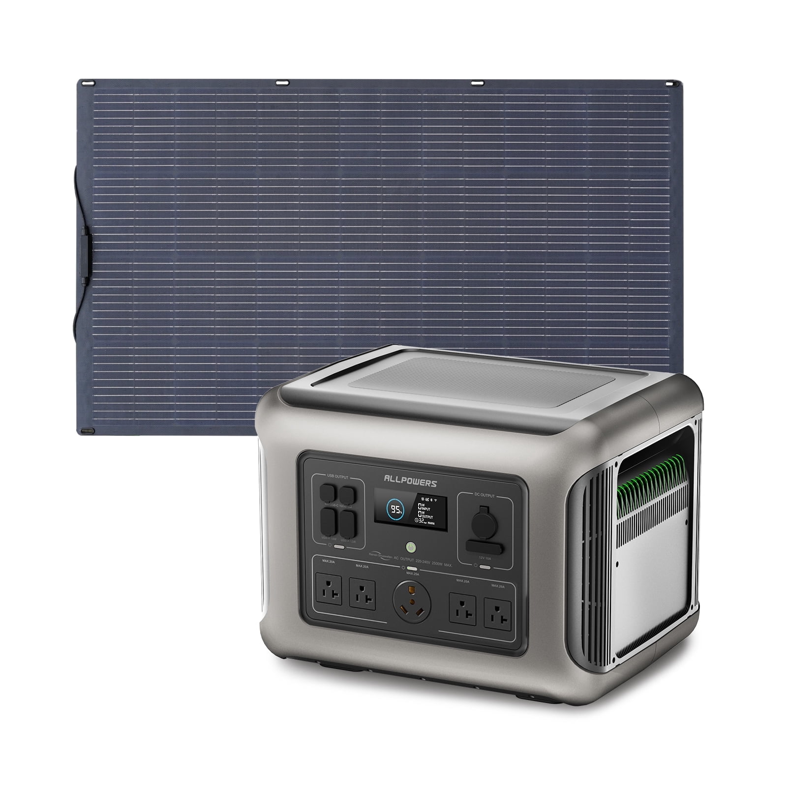 ALLPOWERS R2500 Portable Solar Generator Kit with 200W Flexible Solar Panel (Black, 2016Wh) h33zs