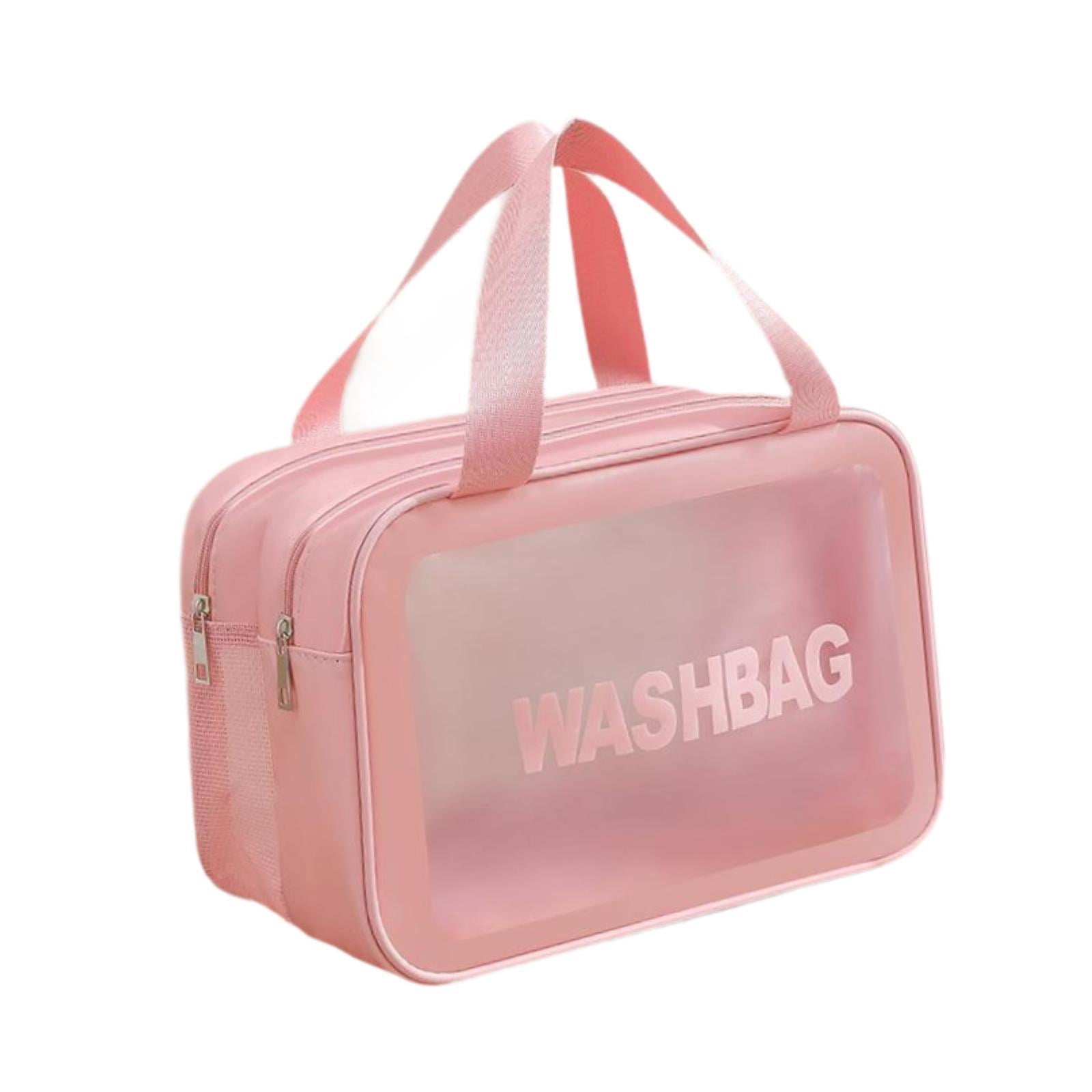 Dolity Travel Toiletry Bag Cosmetic Organizer with Handle (Pink, 10.2 in x 5.9 in x 6.3 in) 6vbl2