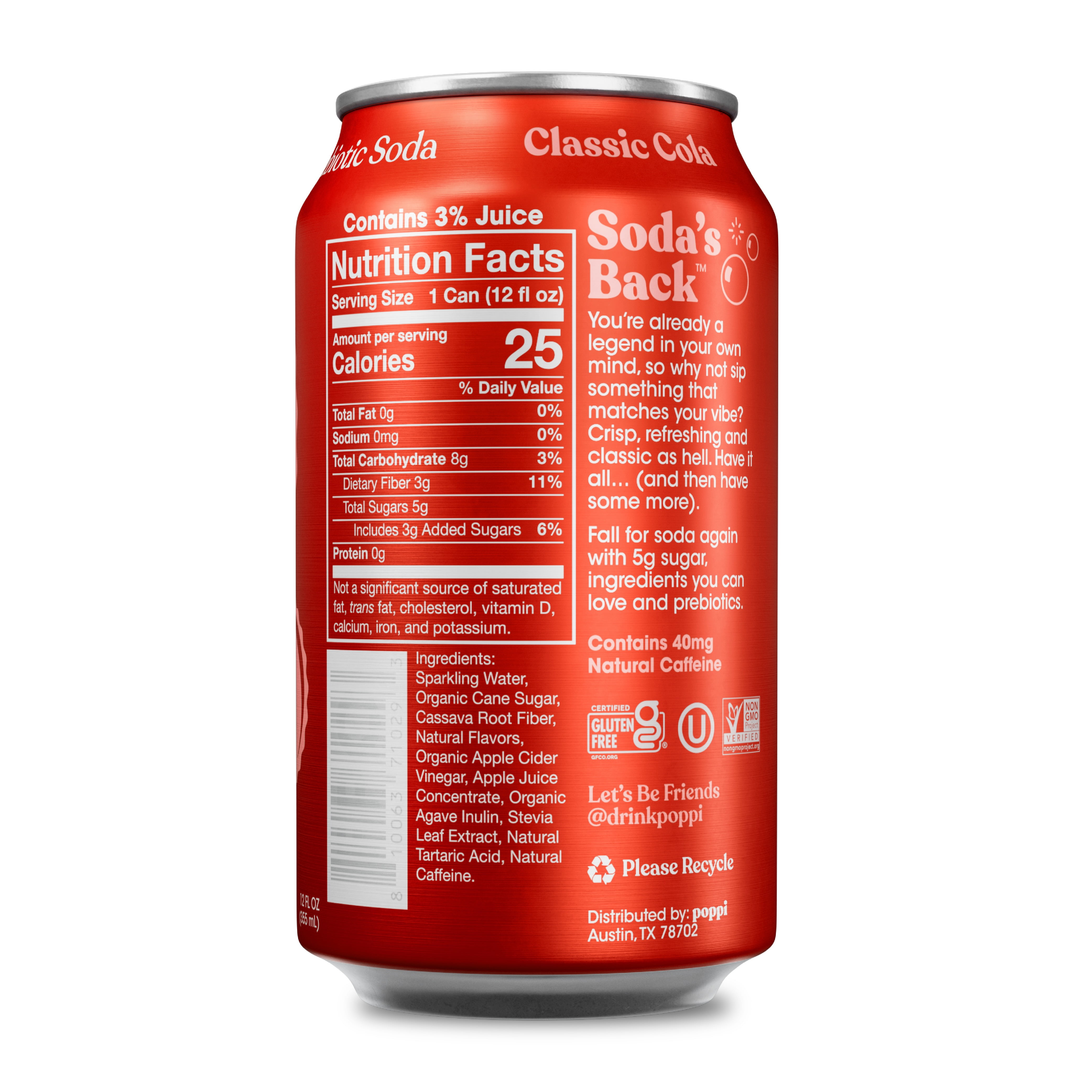 poppi Classic Cola Prebiotic Soda (12 oz) gybbm - Image 2