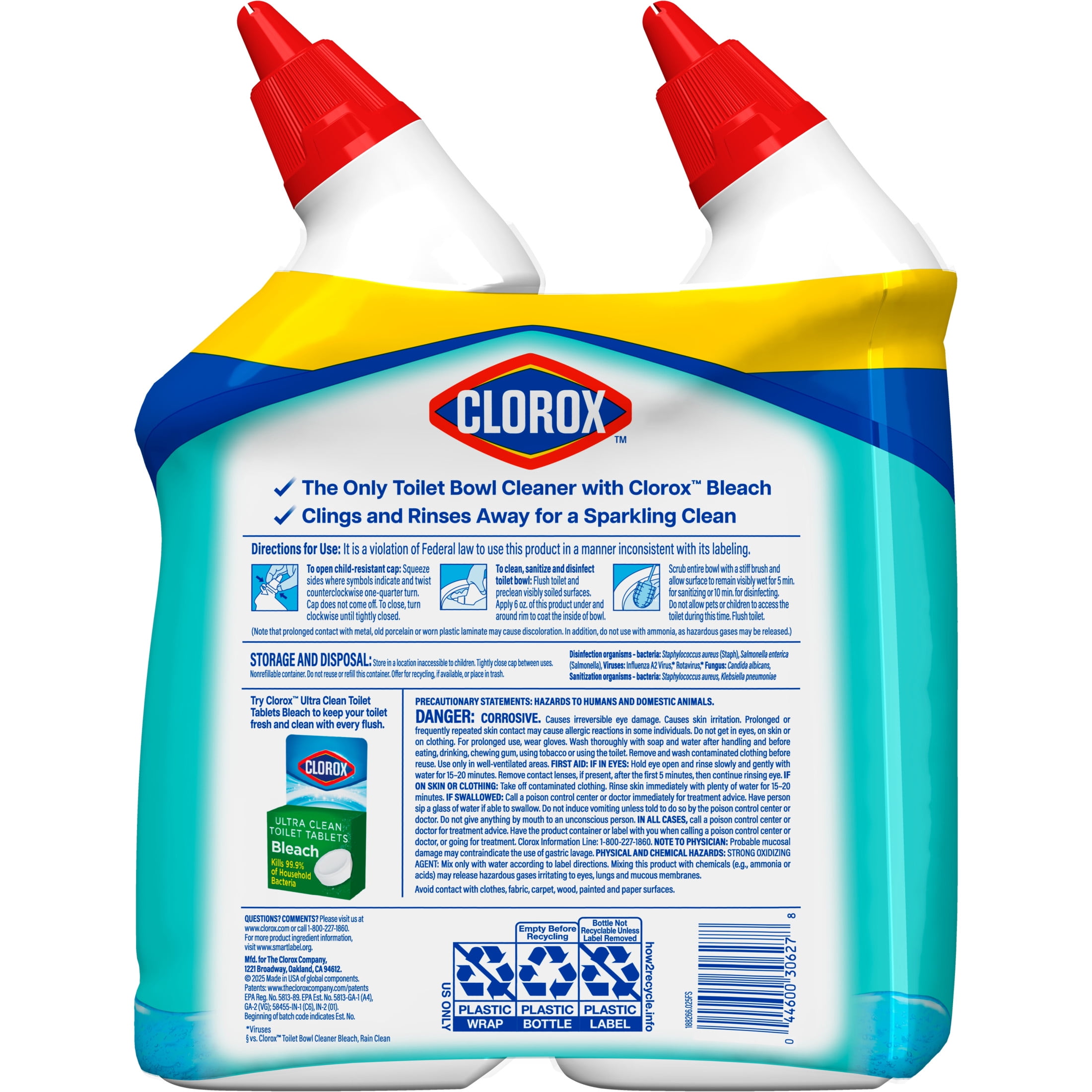 Clorox Toilet Bowl Cleaner Clinging Bleach Gel, Ocean Mist, 24 fl oz (6 Pack) fydlf
