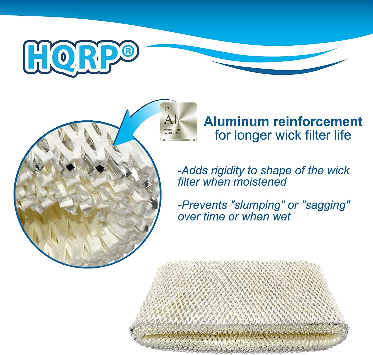 HQRP Humidifier Wick Filter Replacement for Sunbeam SCM3501 SCM3502 SCM3609P SCM3657 SCM3755C SCM3656 (1 Pack) 3af0t