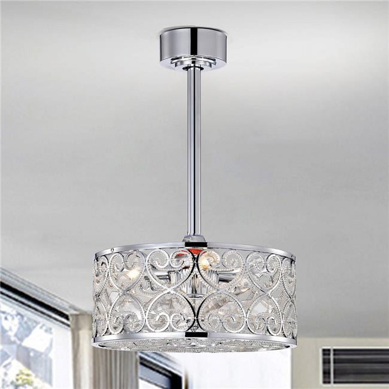 Warehouse of Tiffany Sepp 3-Light Indoor Ceiling Fan with Light Kit (Chrome, 15.7 in) ihfqv
