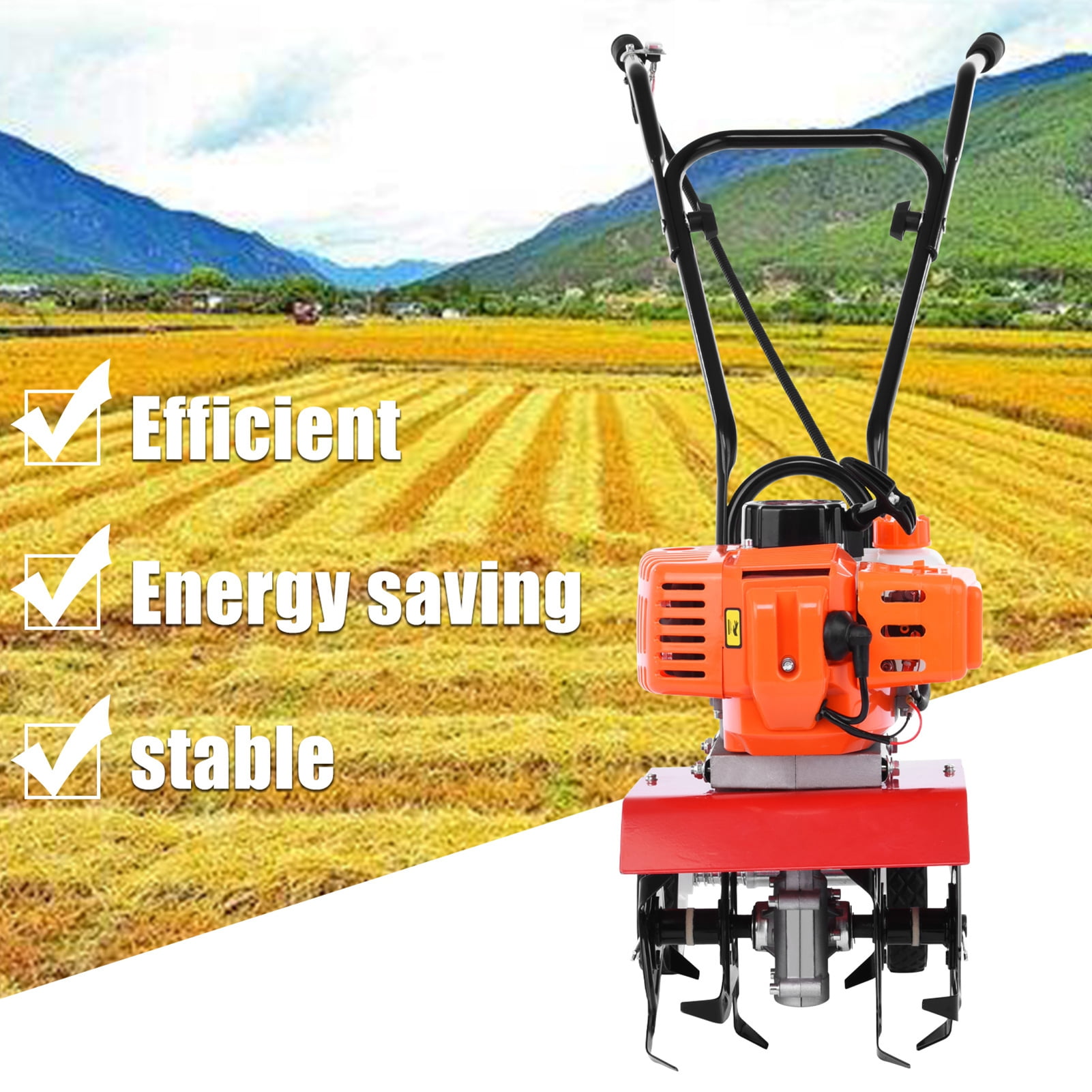 ziertyon Gas Tiller Cultivator, 52cc 2-Stroke Mini Rototiller for Garden Soil, Heavy-Duty Manganese Steel Tines (37 in x 32 in x 12 in) bzefq