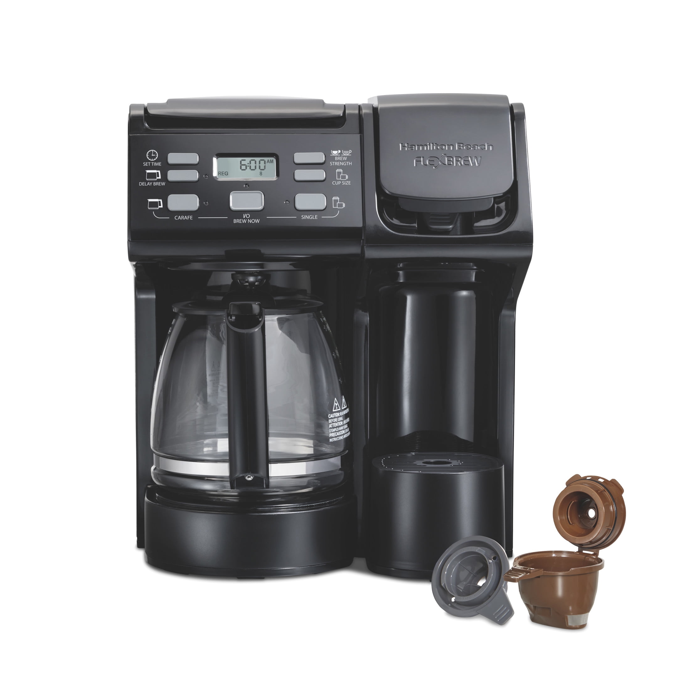 Hamilton Beach FlexBrew Coffee Maker, Dual-Function Single Serve & 12-Cup Drip Coffee Machine (Black, 12-Cup Capacity) s0sf6