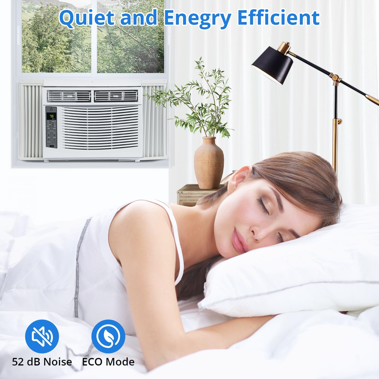 TROPOW Window-Mounted Air Conditioner 6,000 BTU with Remote Control and ECO Mode (White, 350 sq. ft. Coverage) 7buoa