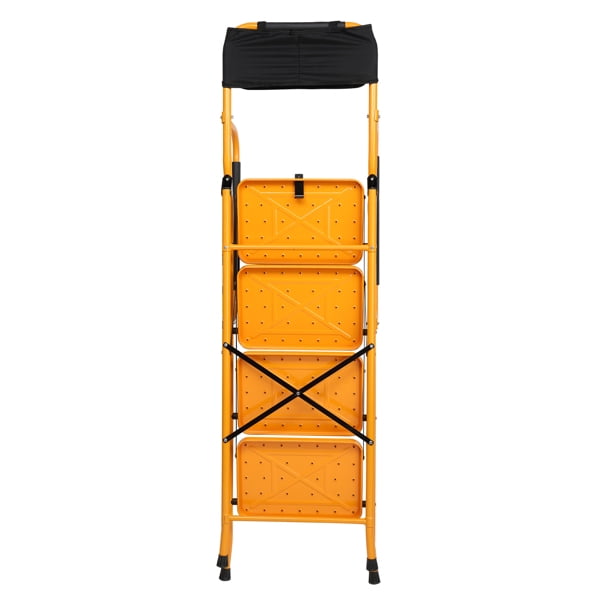 Alvantor 4-Step Iron Ladder with Handrails and Tool Bag (Ginger Yellow, 330 lb Capacity) szhpg