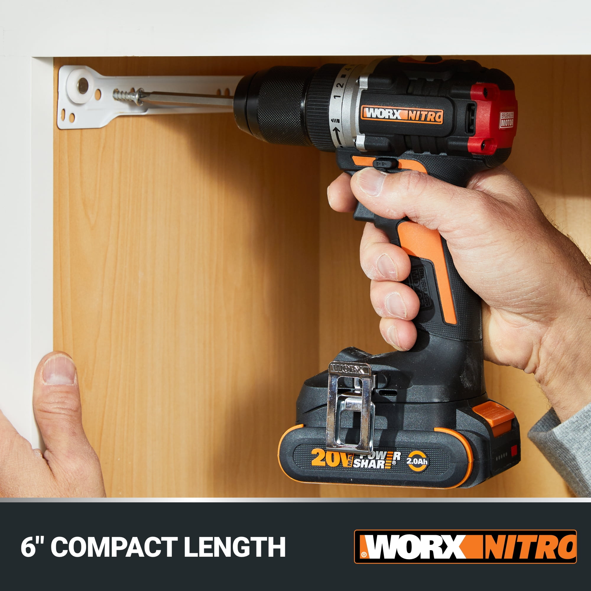 WORX Nitro WX130L.9 20V Compact Brushless 1/2 in Drill/Driver (Tool Only, 3 lb) q4264