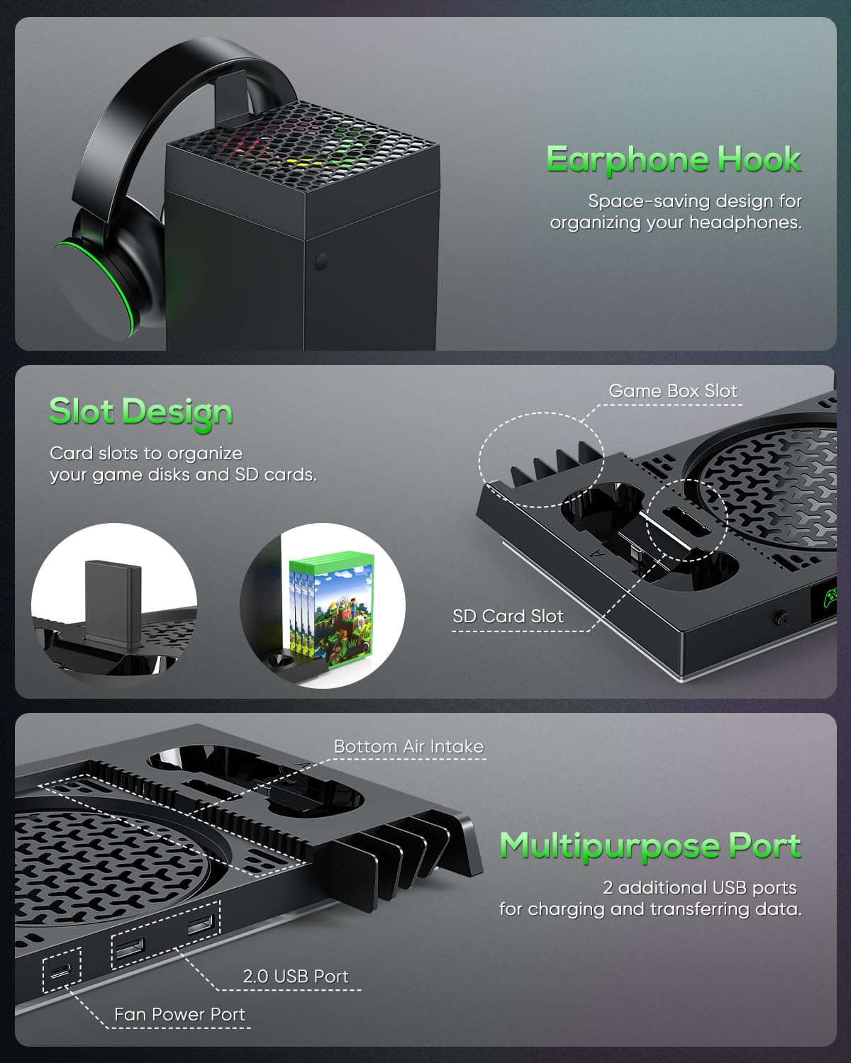 Prociv Xbox Series X Cooling Fan and Charging Station with RGB Lighting (Black, 1-Pack) rswkf