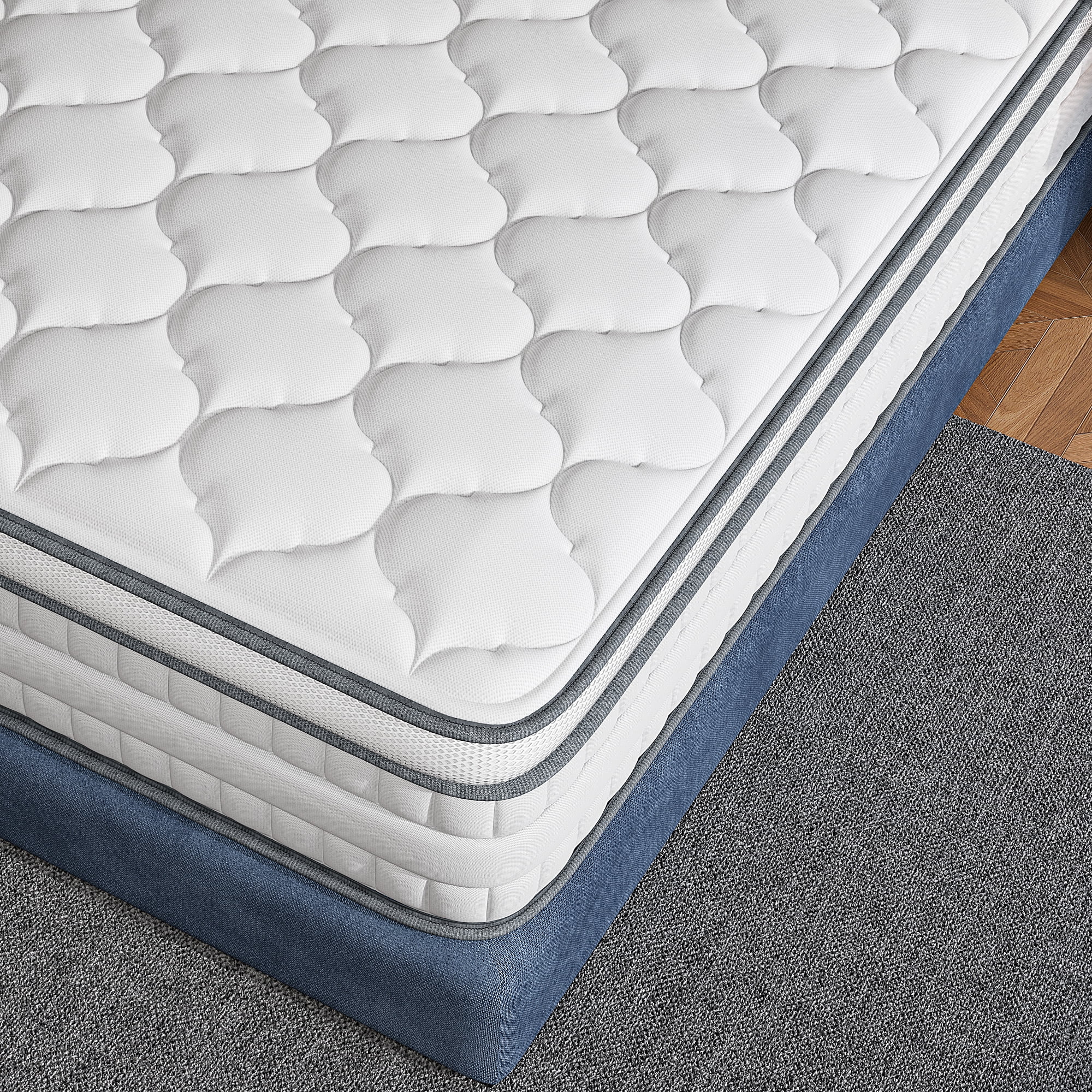 SleepSync Hybrid Memory Foam & Pocket Spring Mattress (White, 12 in Queen) 47ud1