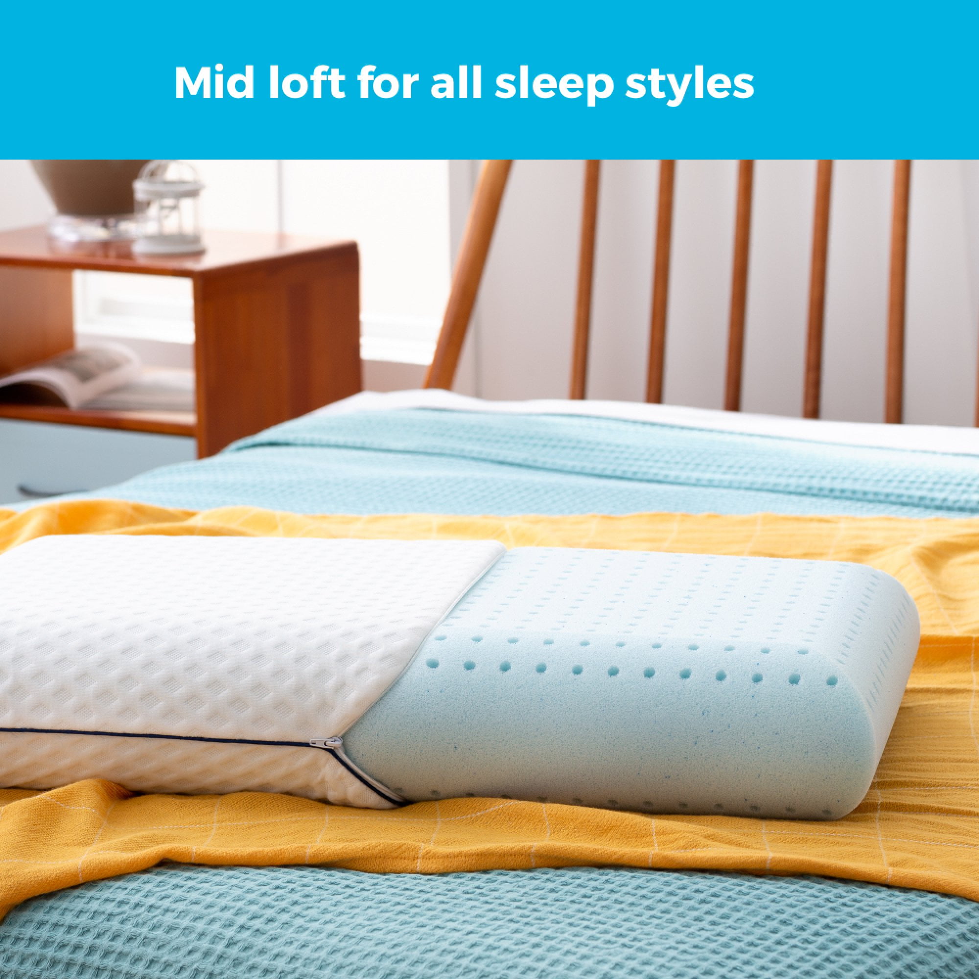 Linenspa Medium Feel Ventilated Gel Memory Foam Bed Pillow (White, Standard Size 25 in x 16 in x 6 in) tgkal