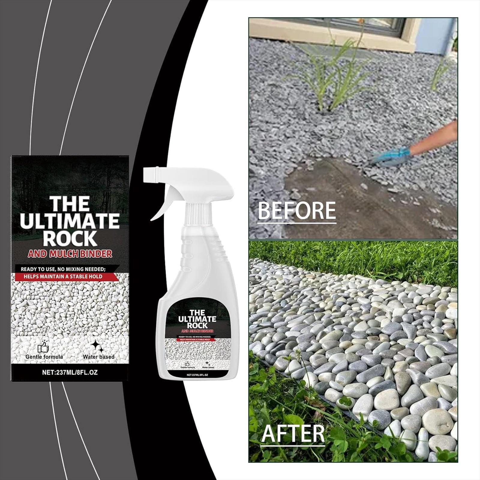 EcoGuard Rock & Mulch Binder, Landscape Stabilizer Glue for Gravel and Bark, Weather-Resistant Garden Adhesive (32 fl oz) jx5ae
