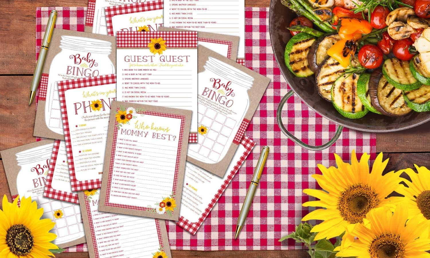 Your Main Event Prints BBQ Baby Shower Games Activity Set (4-Game Pack, 5 in x 7 in) jgpp4