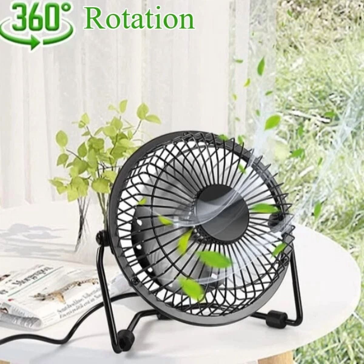 Rhea USB Desk Clip On Fan Portable Air Circulator for Office and Camping (Black, 4 in) 4kdqr