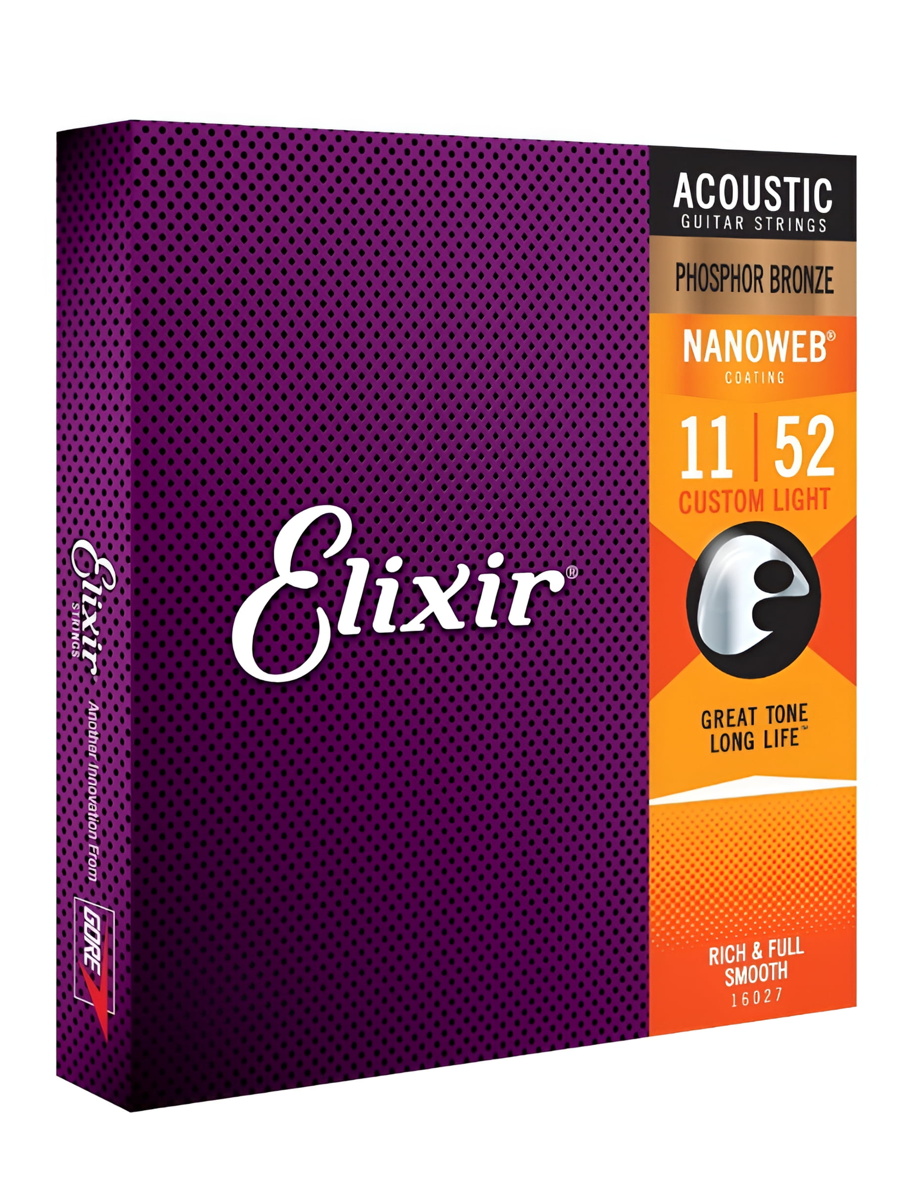 Elixir Strings Phosphor Bronze Acoustic Guitar Strings (Custom Light, 0.011-0.052 in) 1fdiy