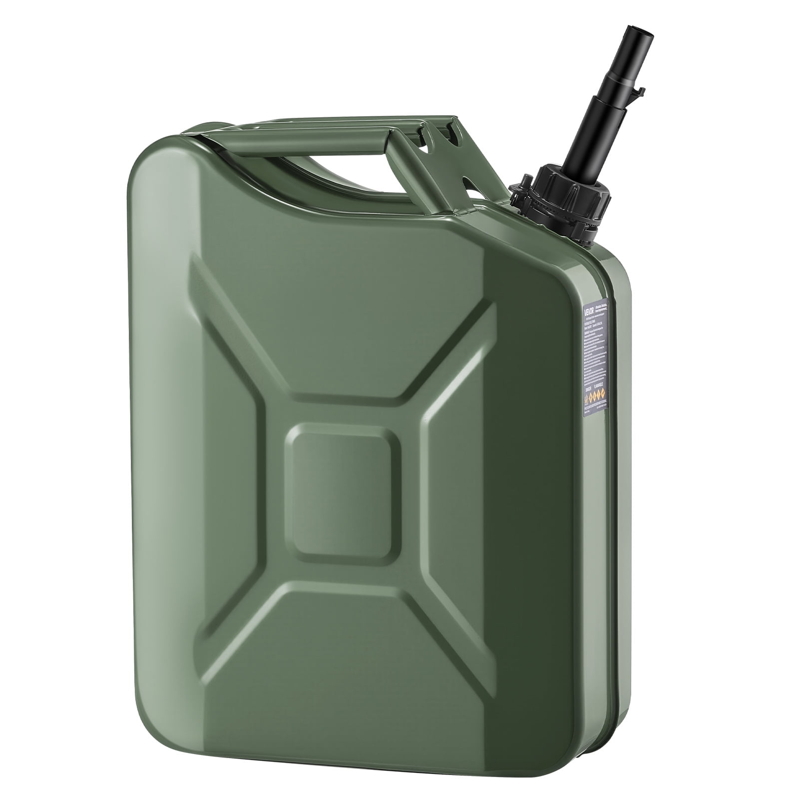 VEVOR Metal Fuel Container, 5.3 Gallon Jerry Can with Spout and Comfort Handle, Leakproof Gas Tank for Cars and ATVs (Green, 5.3 Gallon) 0ix4v