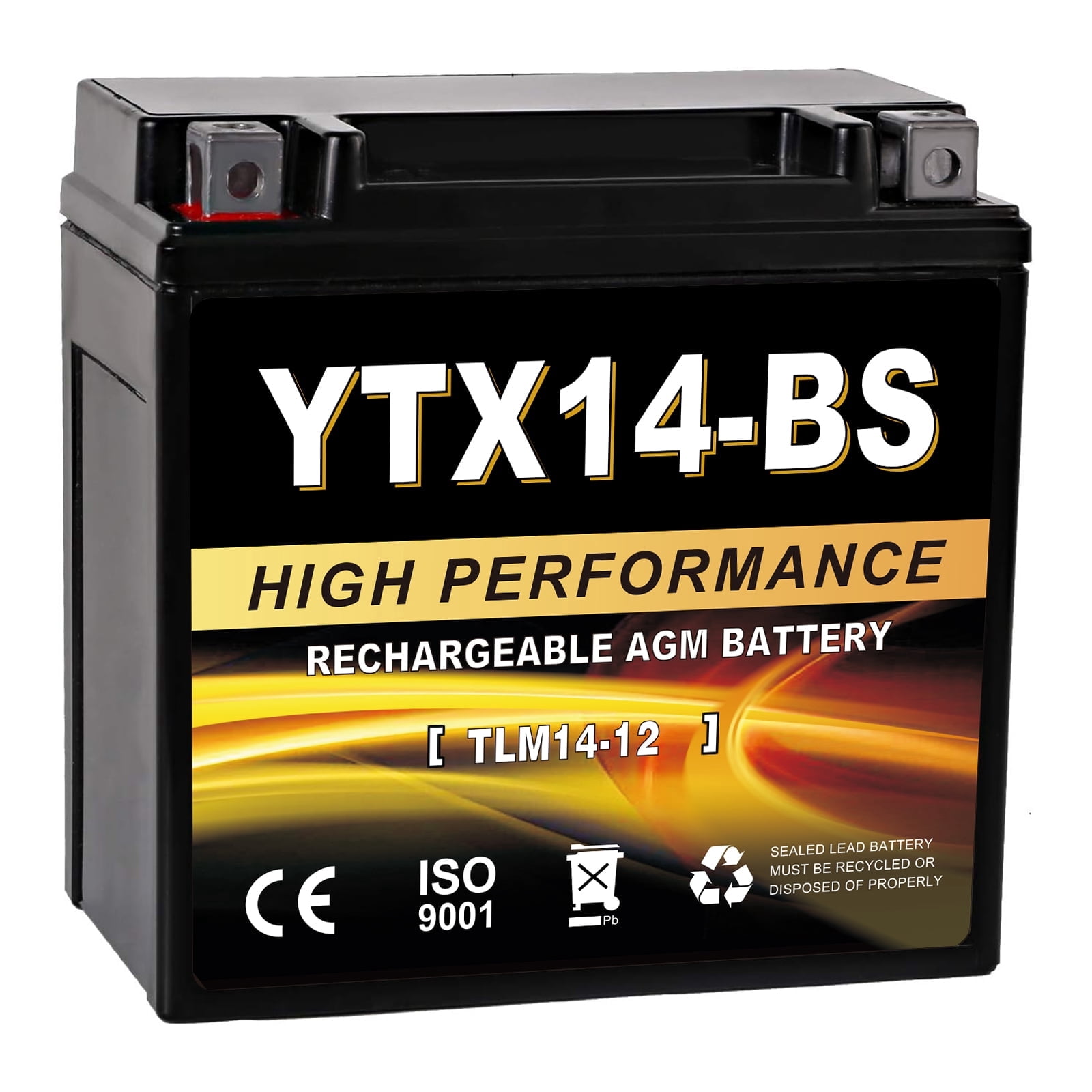 ANLIBATT YTX14-BS Powersport Battery 12V 12Ah 200CCA Sealed AGM Maintenance-Free Replacement (5.90 in x 3.43 in x 5.71 in) oc0gv