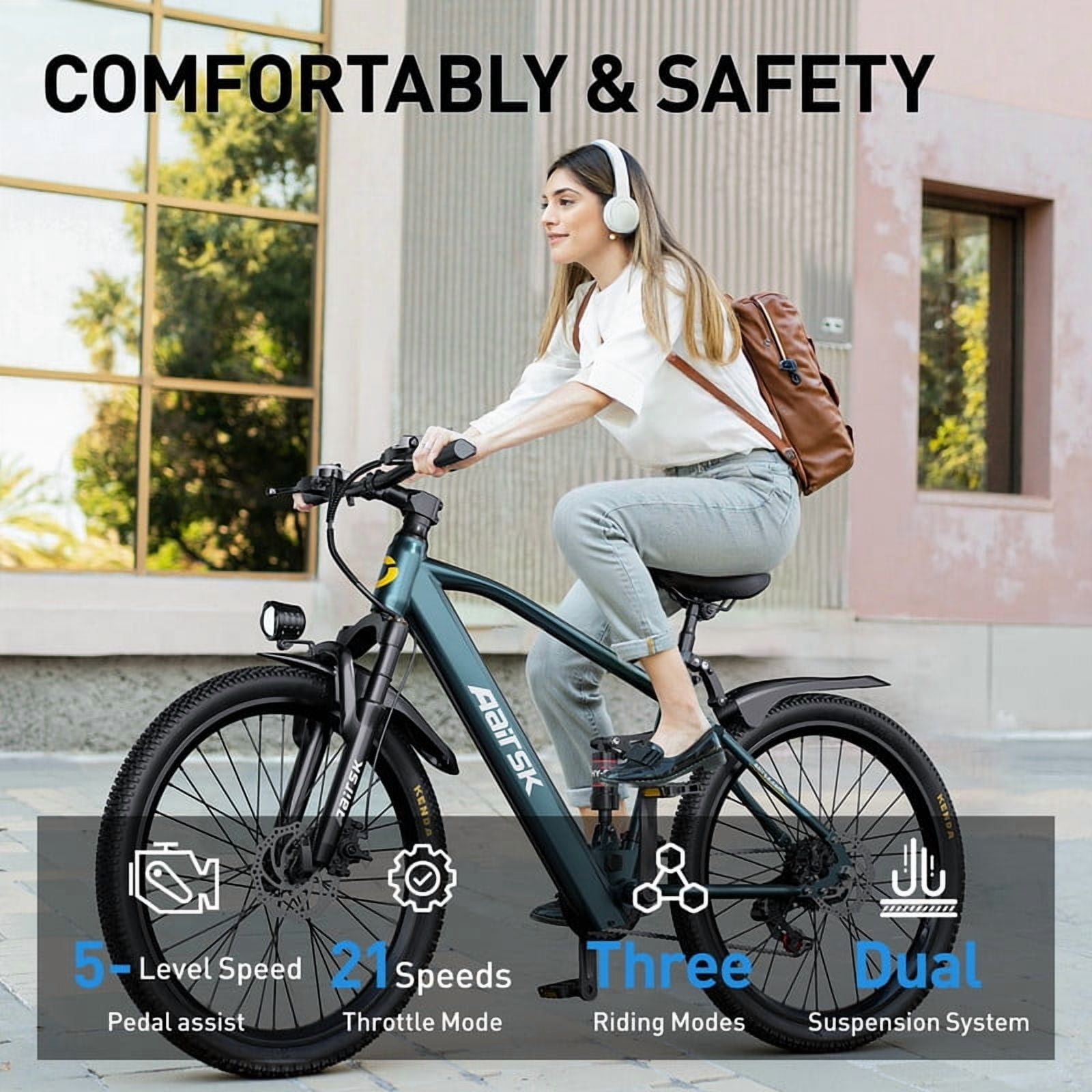 Dcmisas GT900 Electric Bike 400W Motor 21-Speed Shimano with NFC (Blue, 24 in) w4ata