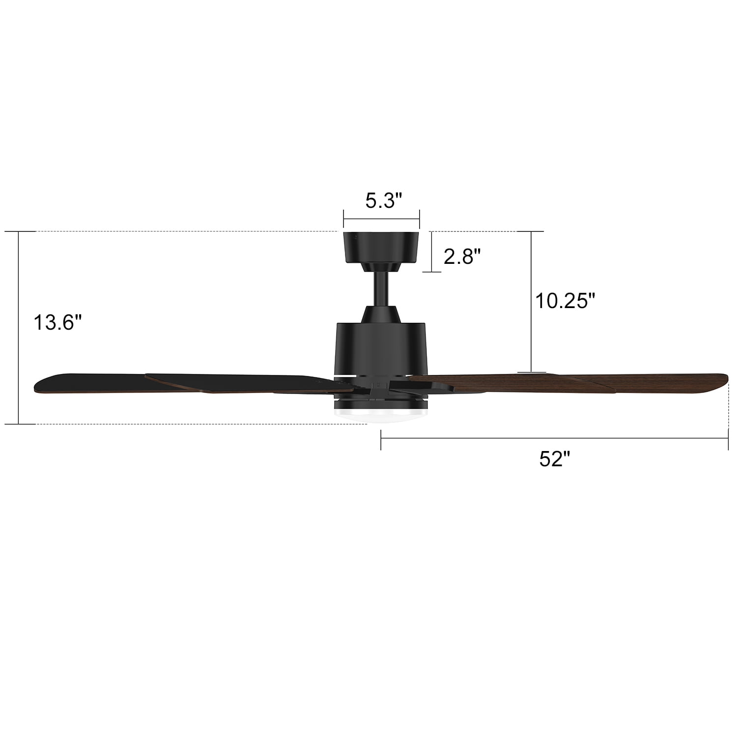 Mainstays 52 in Ceiling Fan with LED Light and Remote Control (Black, 52 in) 9j74a - Image 12