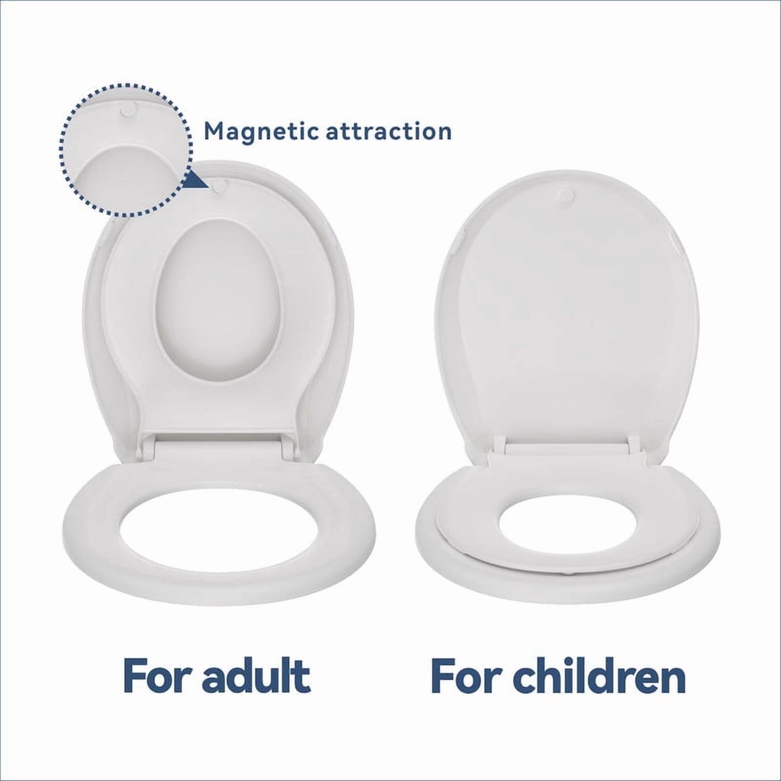 Auktopt Round Toilet Seat with Built-in Toddler Potty Training Seat (Soft Close, White) 22cqj - Image 2