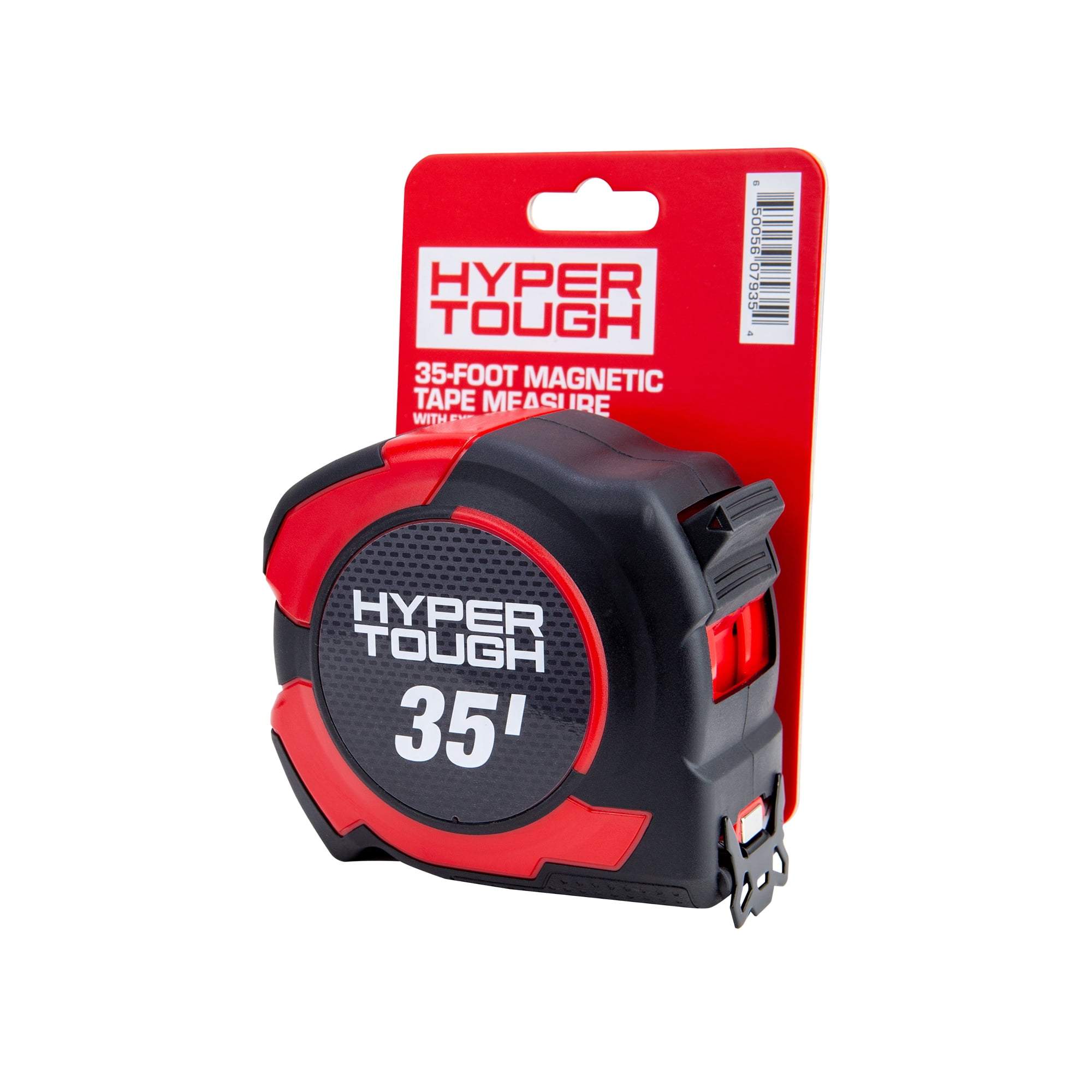 Hyper Tough Magnetic Tape Measure, Heavy-Duty Retractable Blade with Locking Mechanism (Red, 35 ft) wljo0
