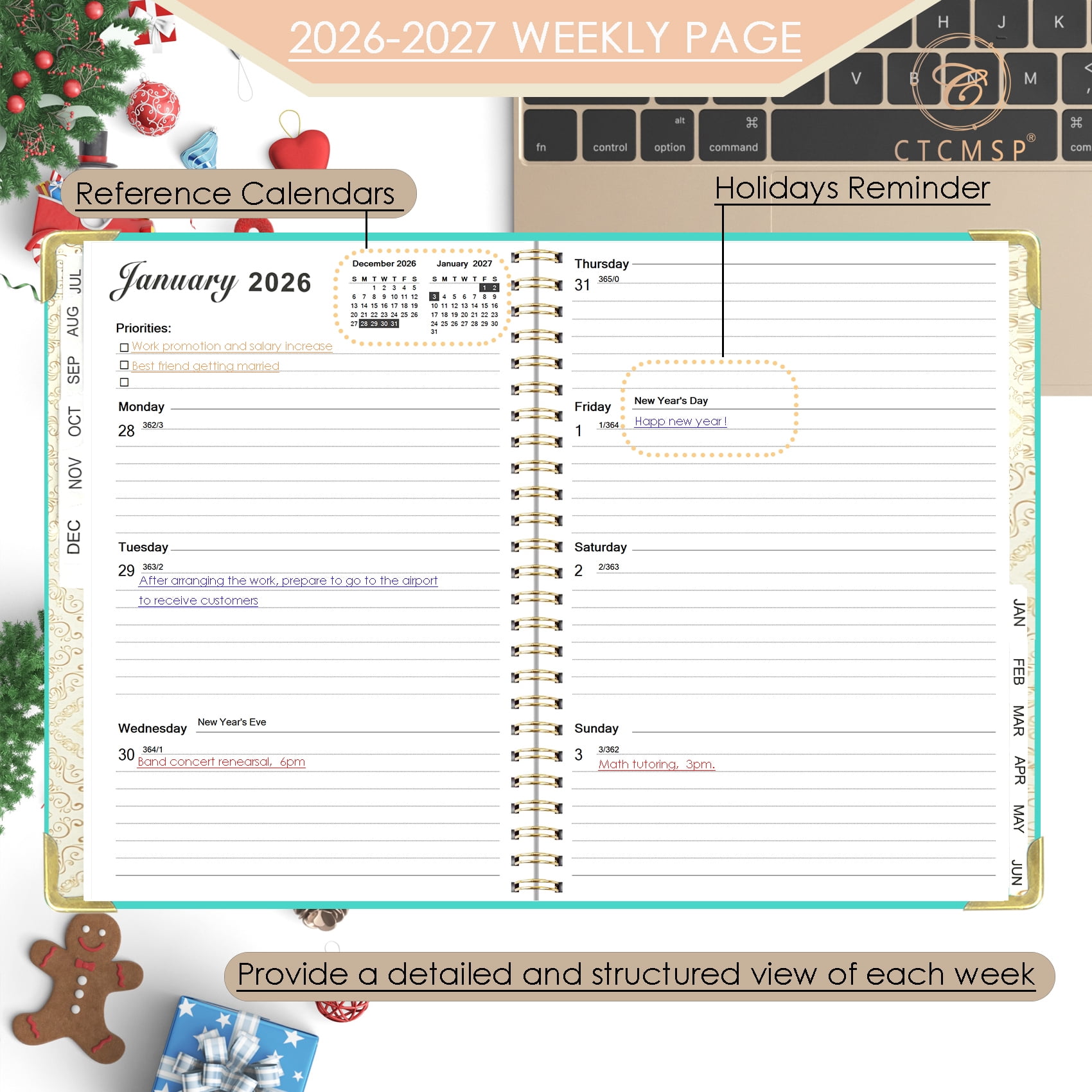 CTCMSP 2026-2027 Academic Planner Weekly and Monthly Organizer with Hardcover and Spiral Binding (Green, 6.3 in x 8.5 in) ecprw