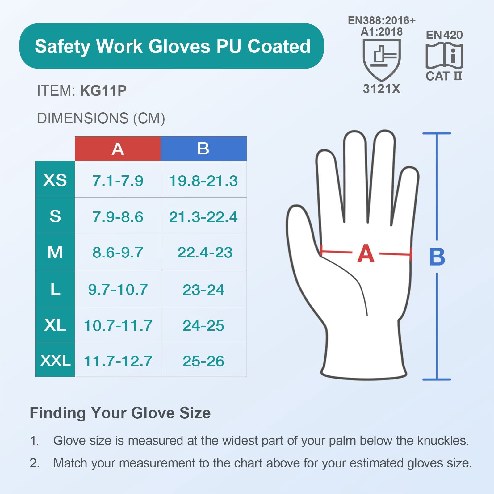 KAYGO Safety Work Gloves, PU Coated Seamless Knit Grip Gloves for Men and Women (Black, 2XL, 12 Pairs) zsegz