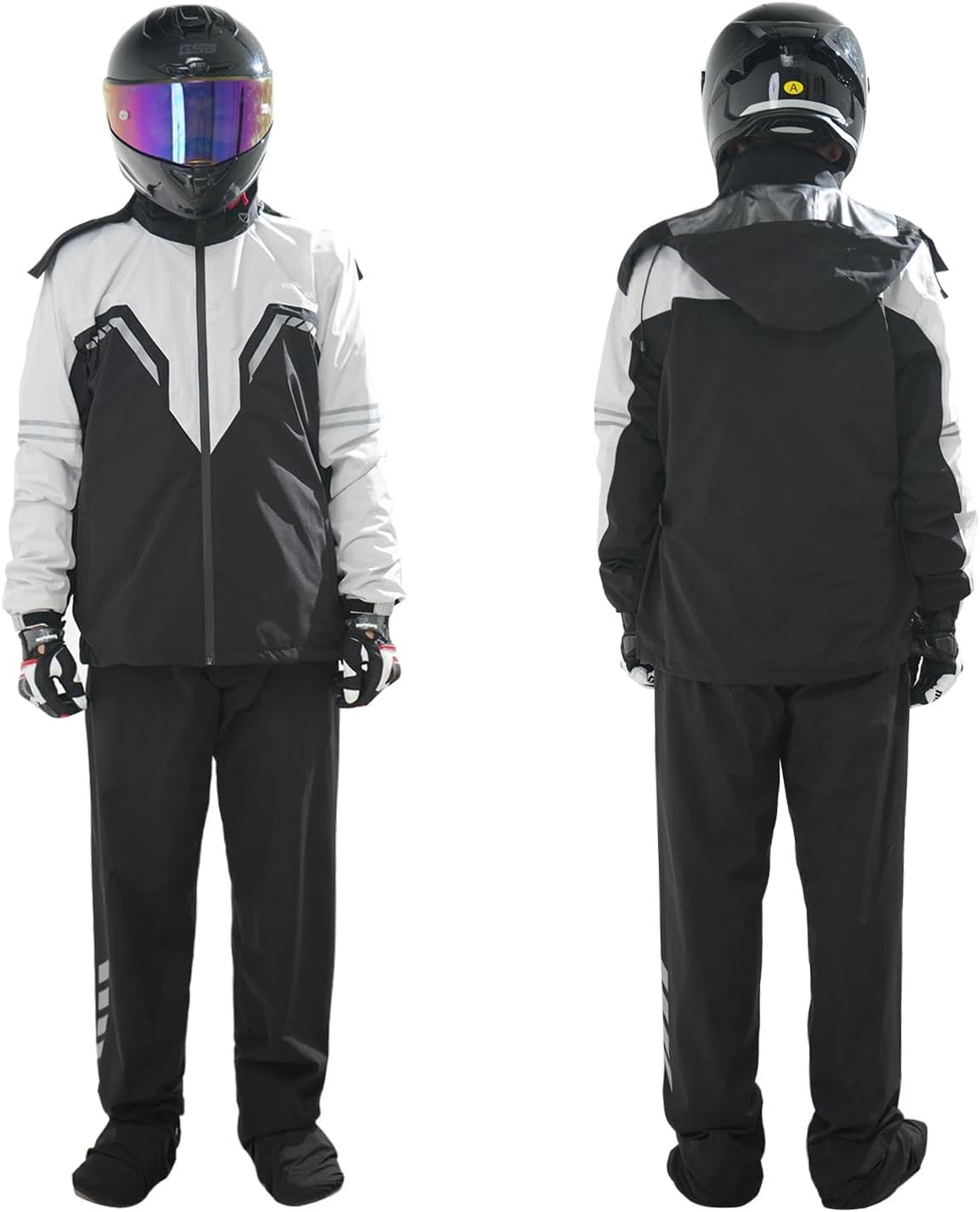 VIKAMAKA Men's Motorcycle Rain Suit, Waterproof Breathable Reflective Gear (Grey and Black, Medium) dzh02 - Image 2