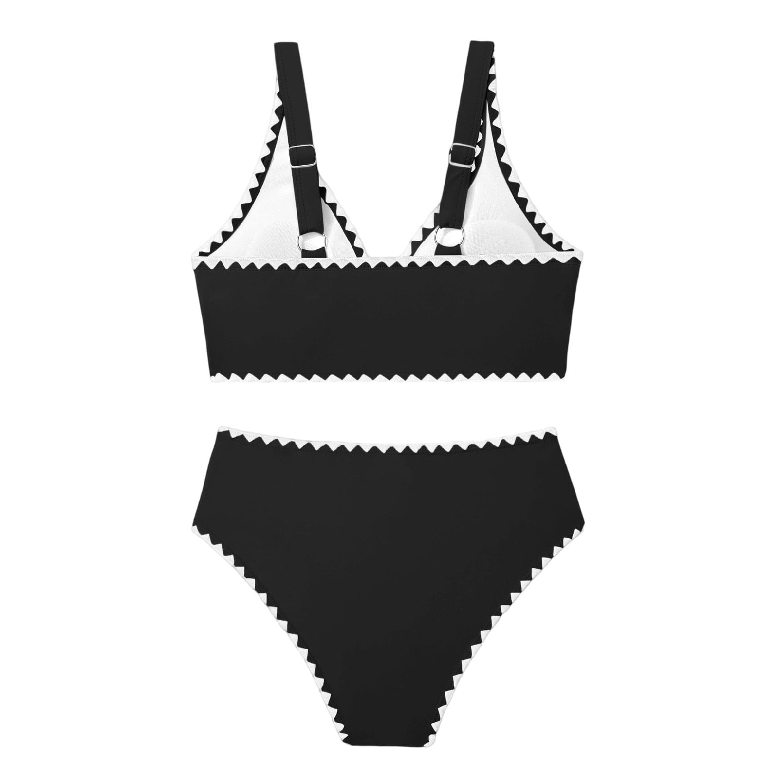 HAOTAGS Girls 2-Piece High Waist Bikini Swimsuit (Adjustable Strap Stretch Swimwear, Black, Size 5-16) 0925t