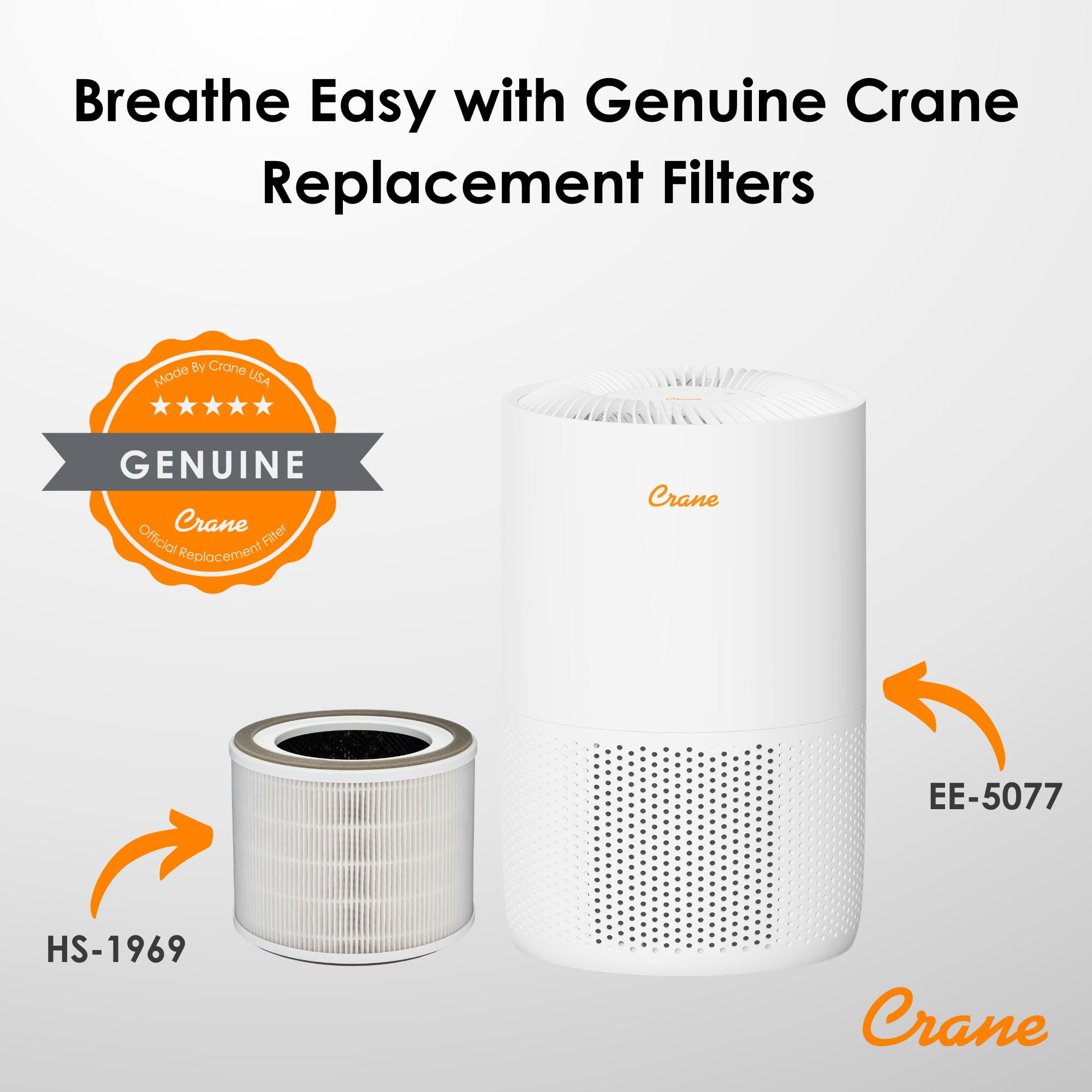 Crane True HEPA Air Purifier for Home with Aroma Tray (White, 275 sq ft) k7roj