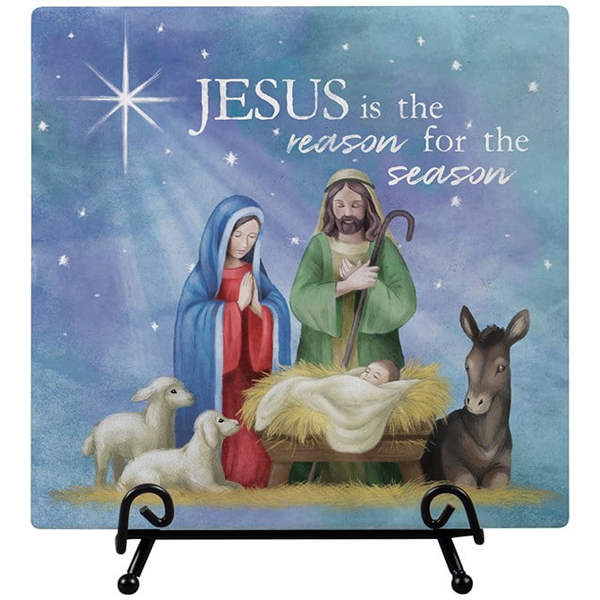 FlagTrends Easel Plaque Reason For The Season Decorative Tabletop Sign (Multicolor, 6 in x 6 in) xeluh