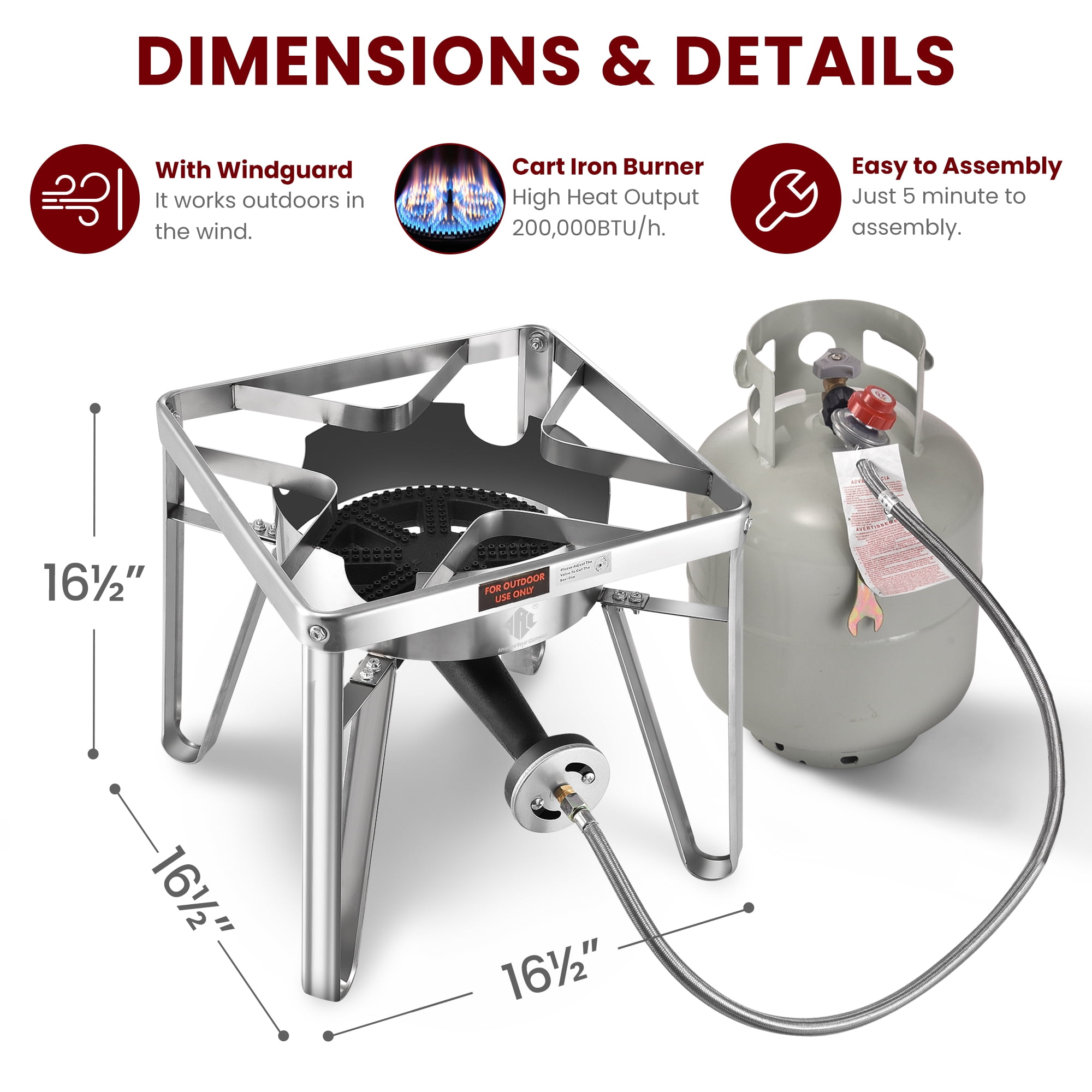 ARC USA 32QT Stainless Steel Seafood Boil Pot and Turkey Fryer Burner Set with Steamer Basket (32 qt) h6nce
