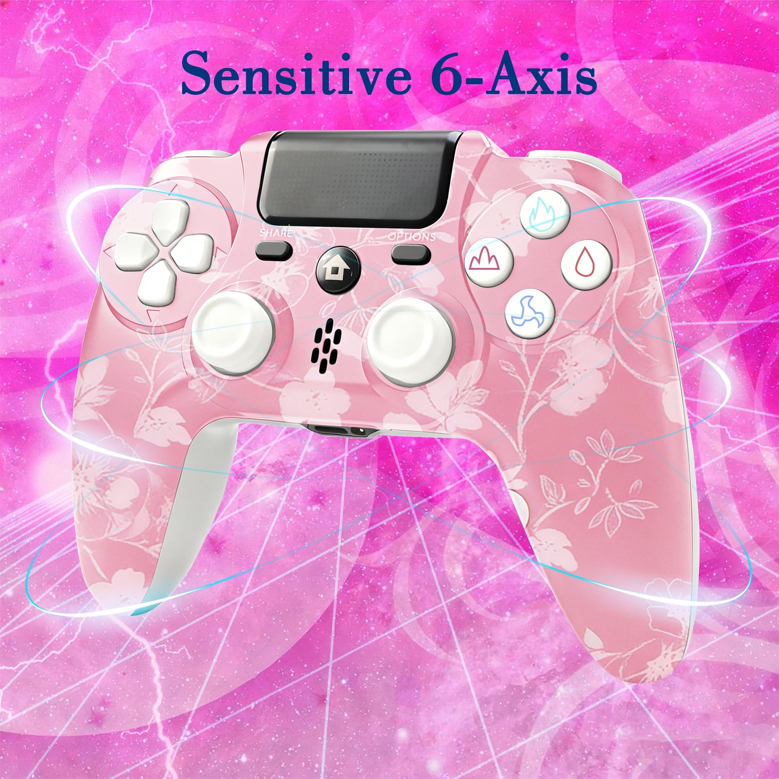 YUOY Wireless Gaming Controller for P4, P4 Slim, P4 Pro and PC (Pink Cherry, 1 Count) z38lr