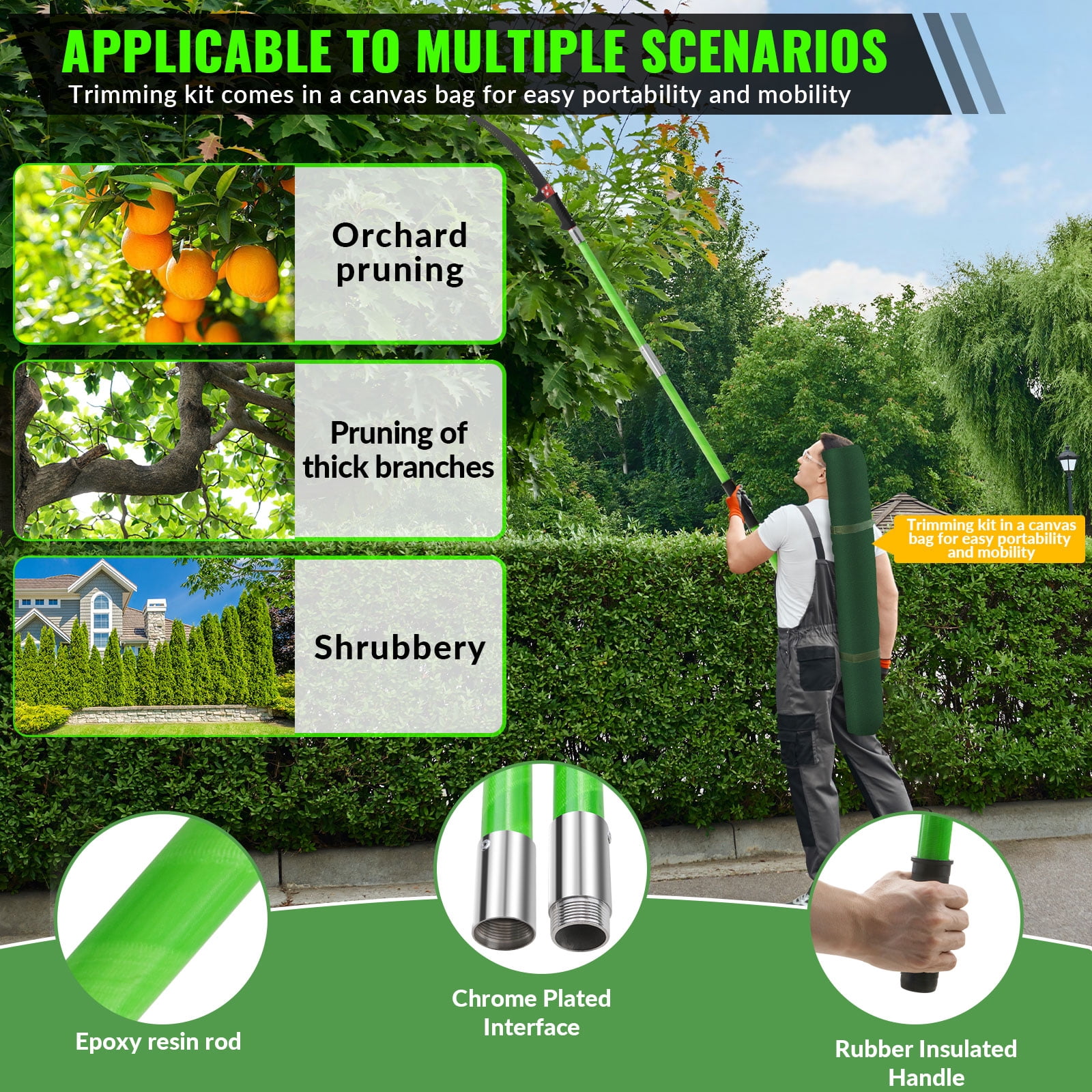 DWALE Extendable Tree Pole Pruner Manual Branch Trimmer with Saw Blade (30 ft) 4fog0 - Image 7