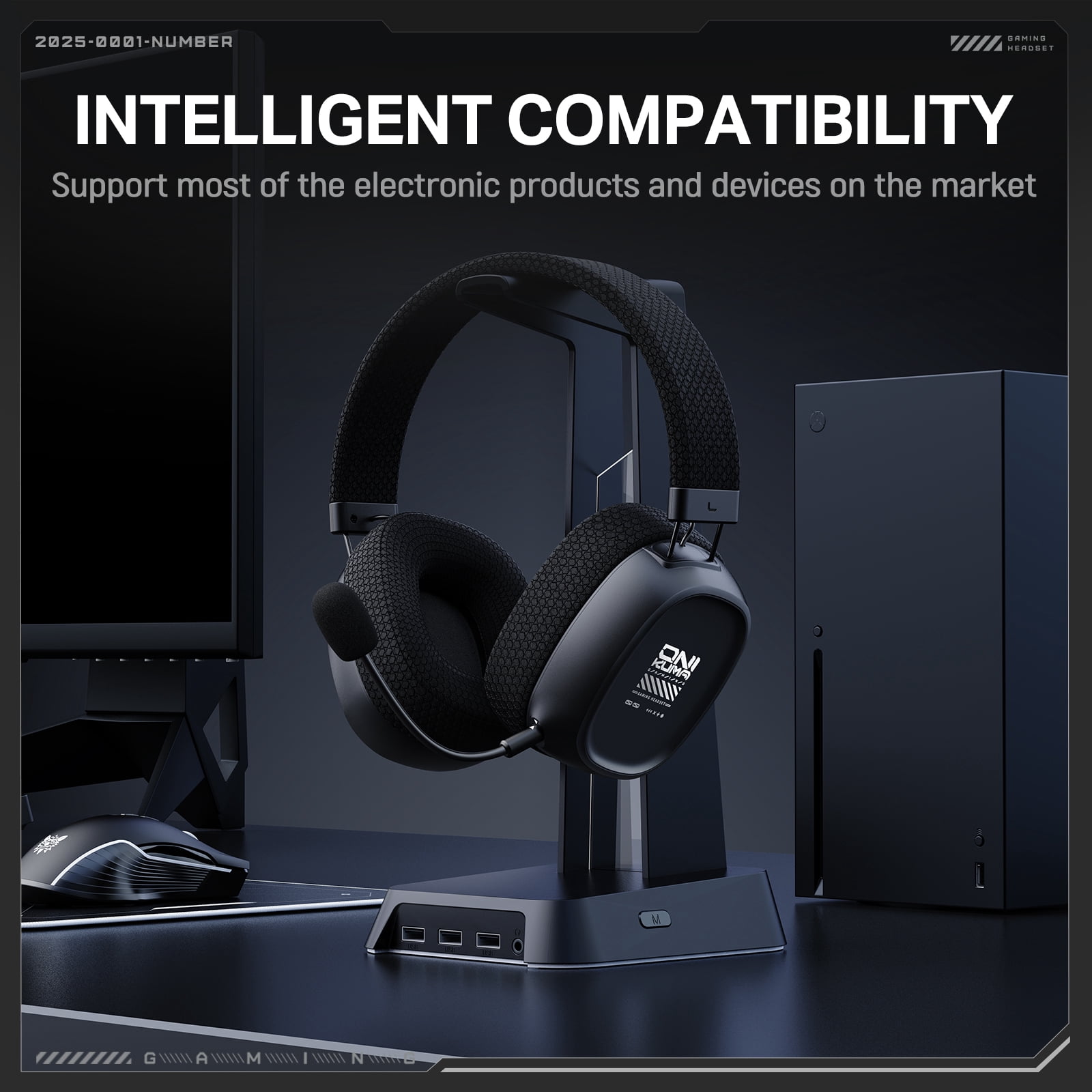 UVQYC Wireless Gaming Headset, 2.4G Bluetooth Surround Sound Headphones with Detachable Noise Canceling Mic (Black, 6.2 oz) dor9r