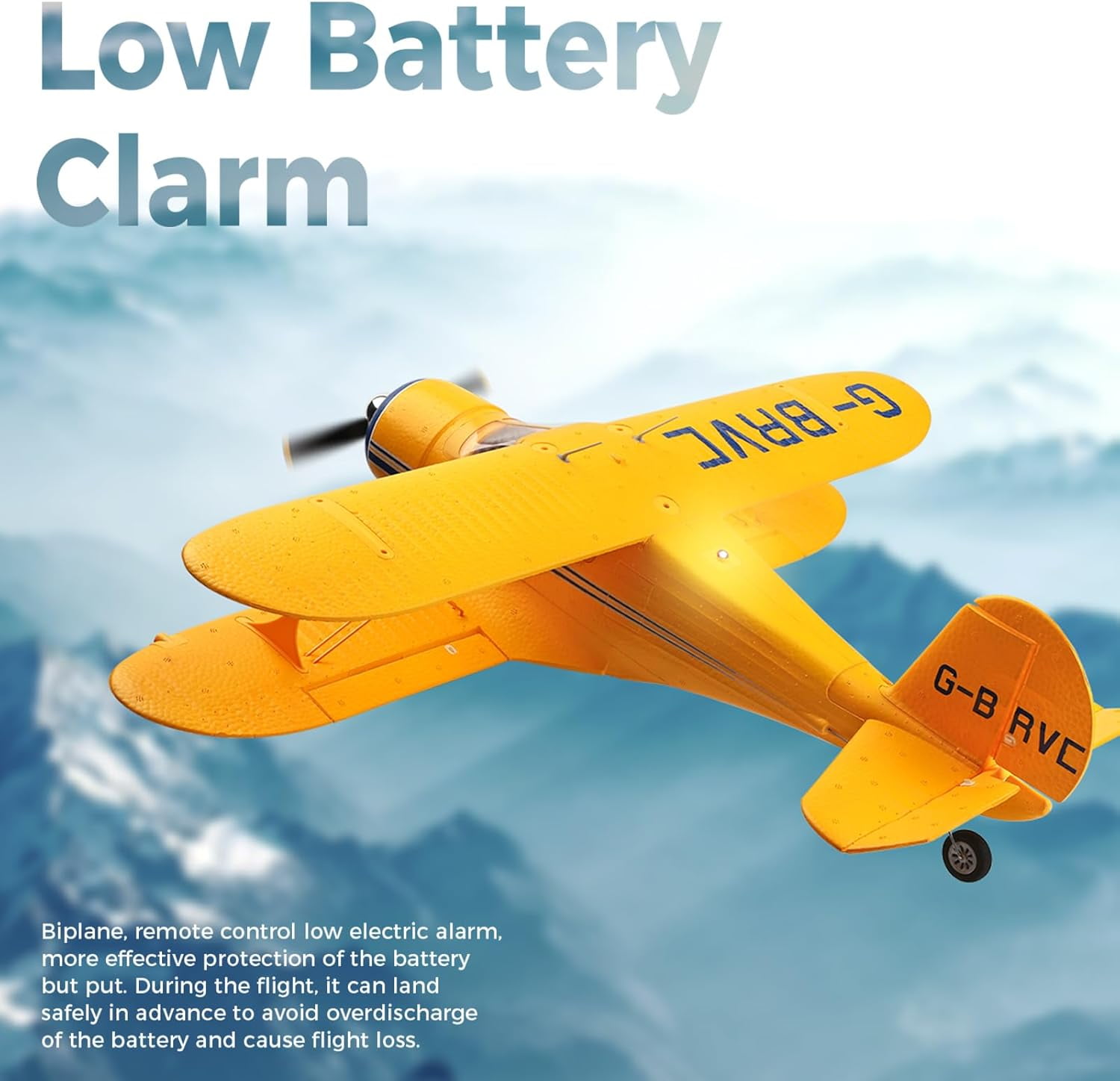 Bruce & Shark A300 RC Airplane Beechcraft D-17 4-Channel Brushless Remote Control Plane with Lights (Yellow, 2 Batteries) 35sy4