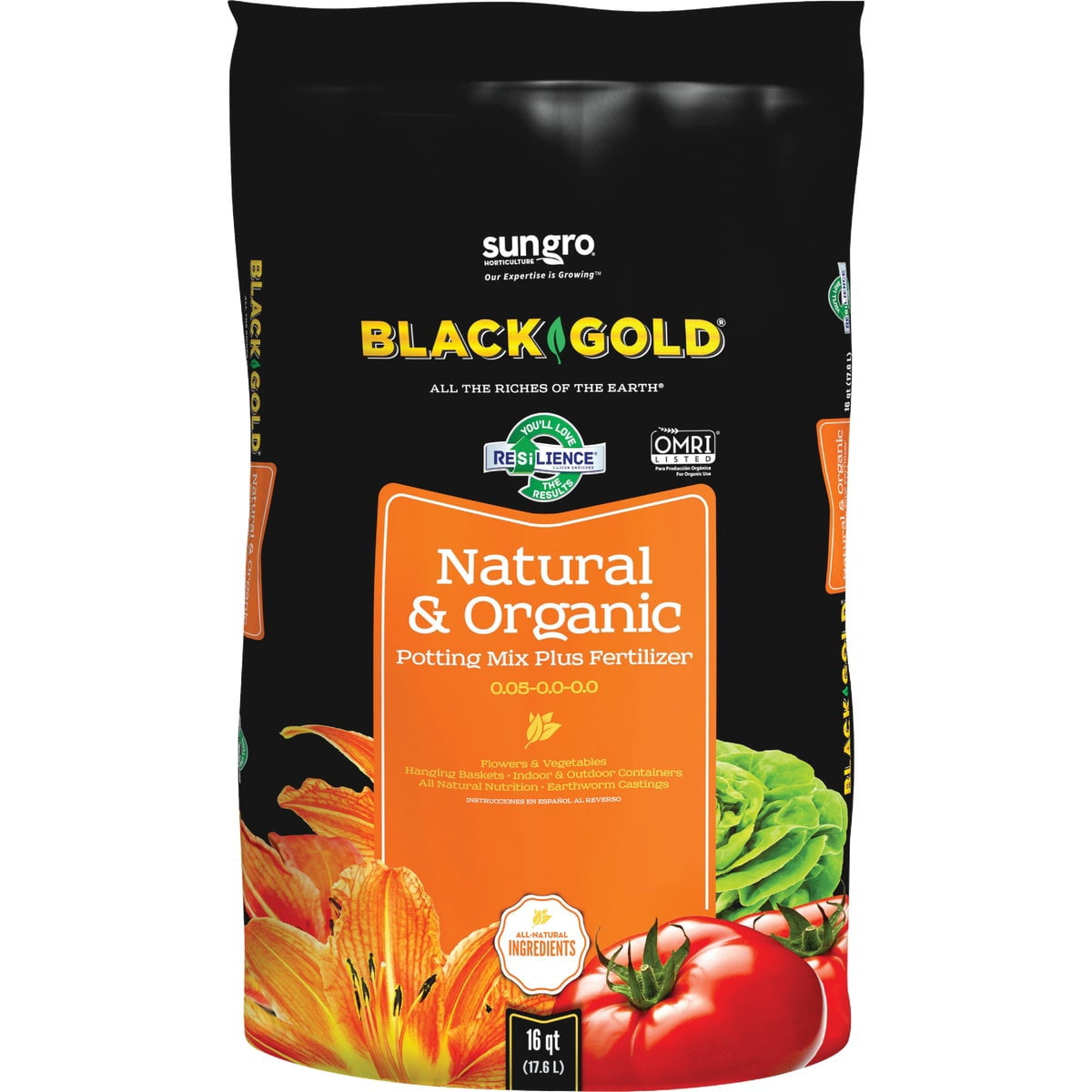 Black Gold Organic Potting Mix Soil for Flowers and Vegetables (Black, 64 qt. 4 Pack) abo37