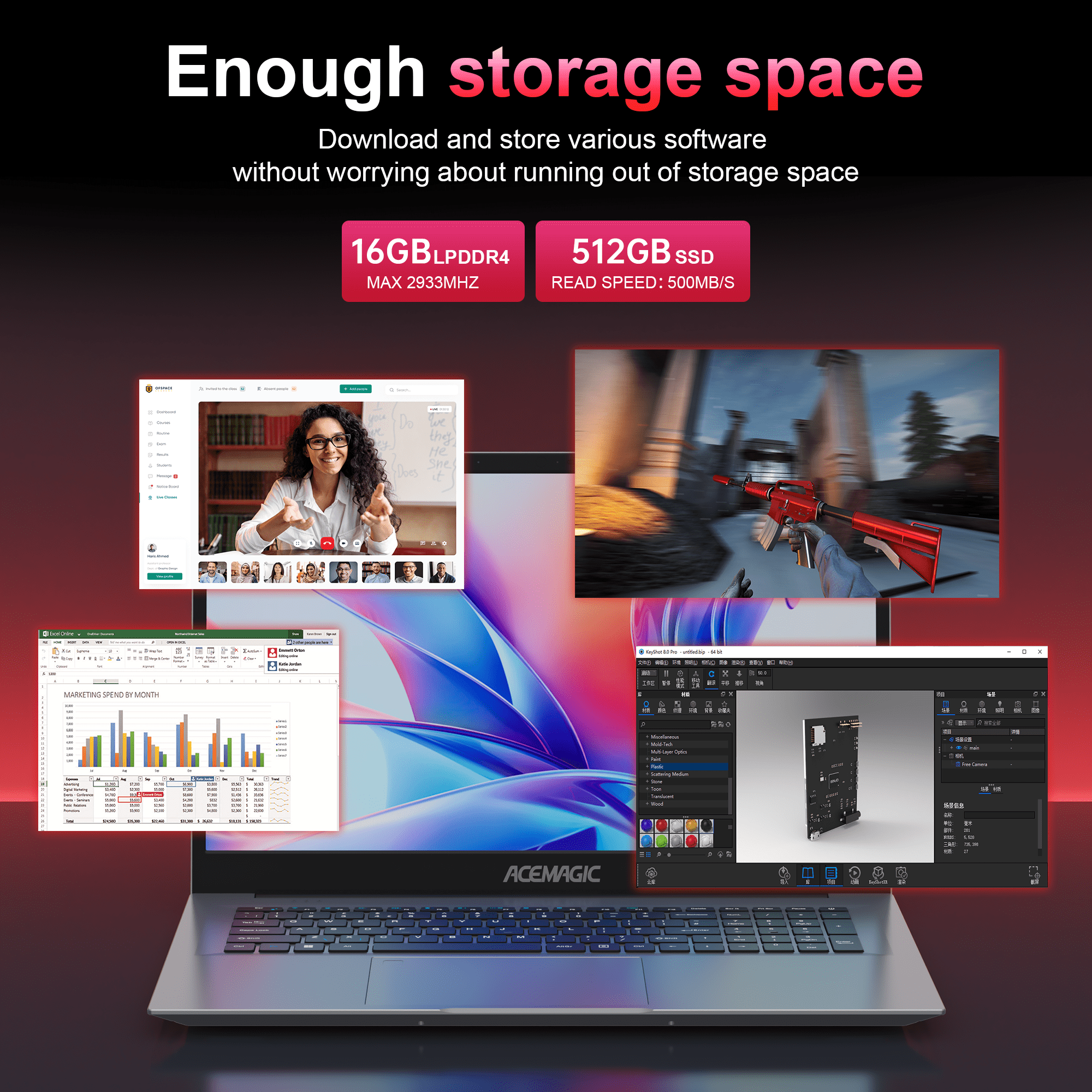 NIPOGI AX18 Laptop 18.5 in FHD Display Intel N150 16GB RAM 512GB SSD Windows 11 Pro v85in