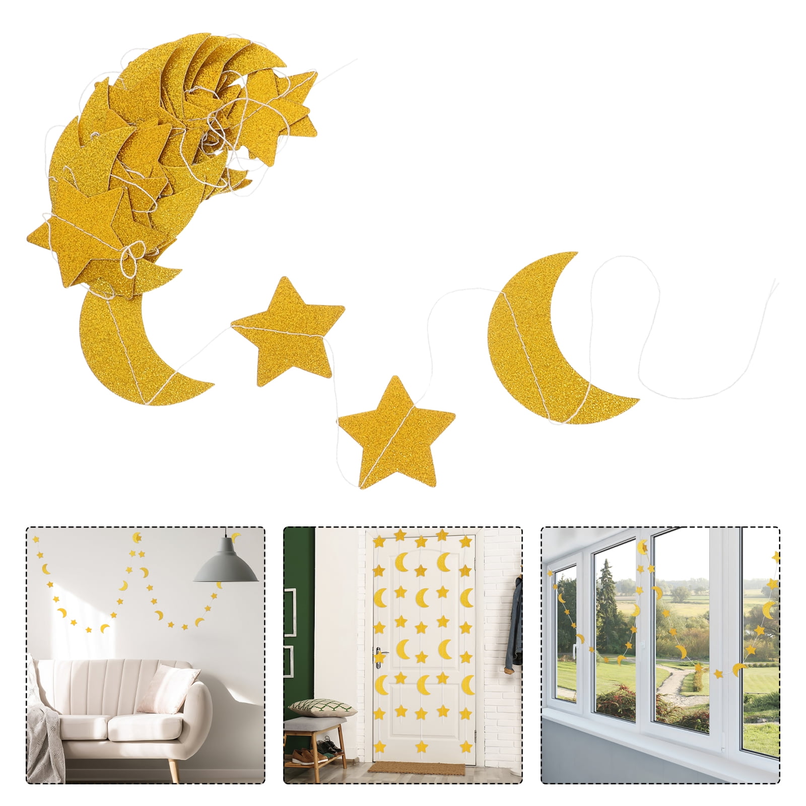 MRLESS Star and Moon Paper Garland Banner Hanging Decoration for Party (Gold, 13 ft) a787x