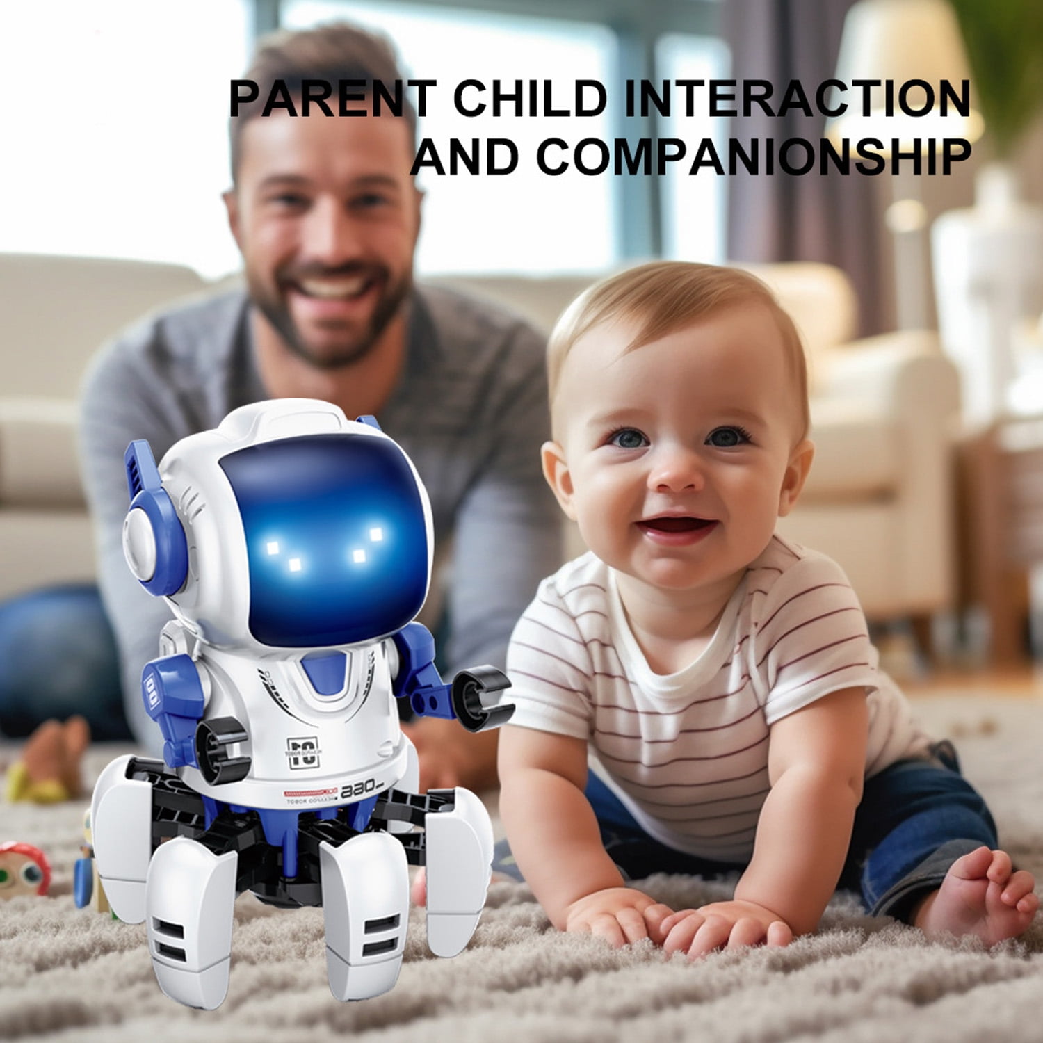 Lvelia Intelligent Programmable RC Robot Toy, Interactive Walking Dancing Smart Robot with LED Eyes and Remote Control (White) 95pet