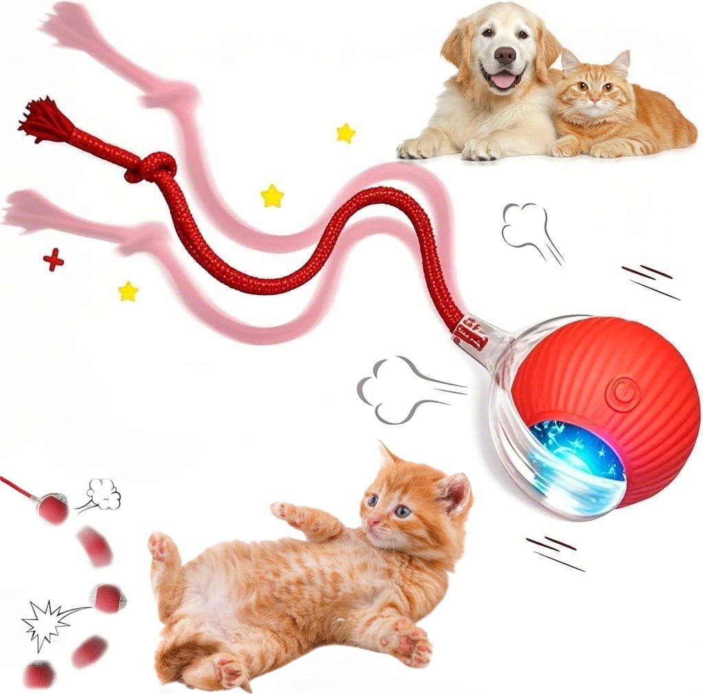 Generic Interactive Automatic Pet Toy Ball (Red, 1.65 in) p6anv