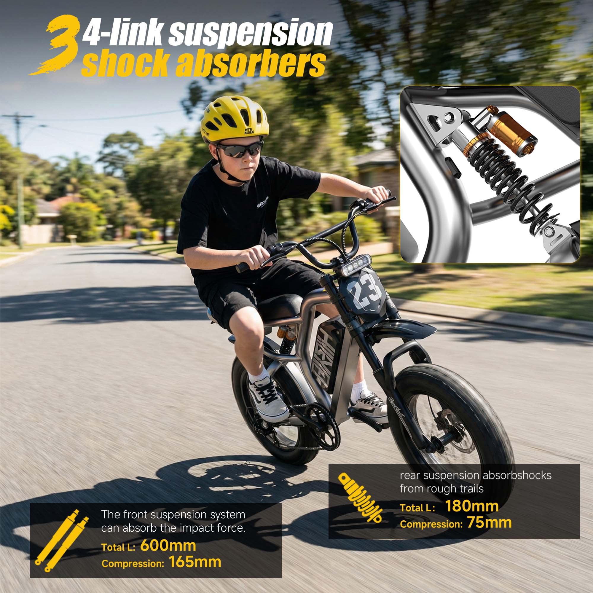 HiKeep Electric Mountain Bike, 750W Motor 25MPH E-Bike with 48V 15Ah Battery (Brown, 16 in Fat Tire) sqpdp