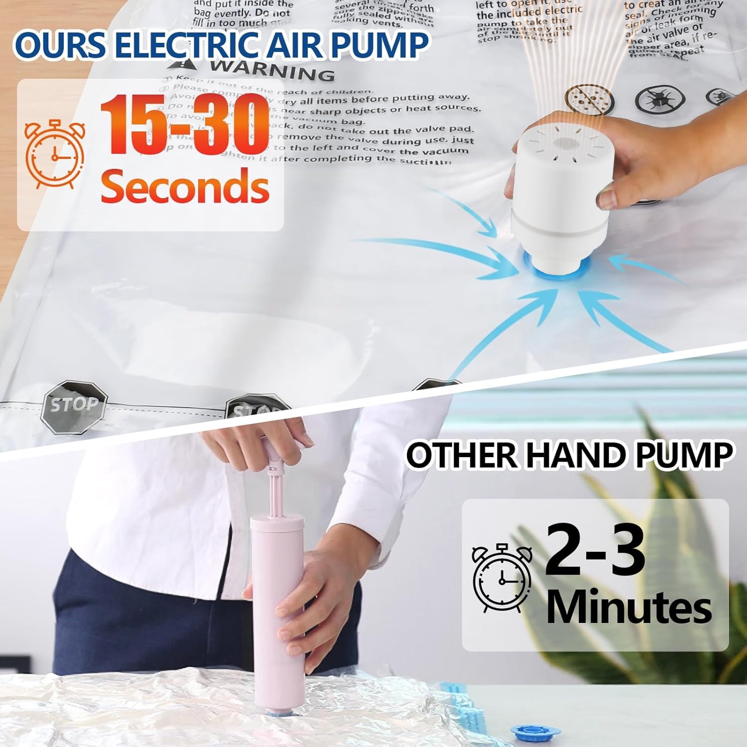 WEPSEN Vacuum Storage Bags with Electric Pump (20 Pack, White) eqkpx