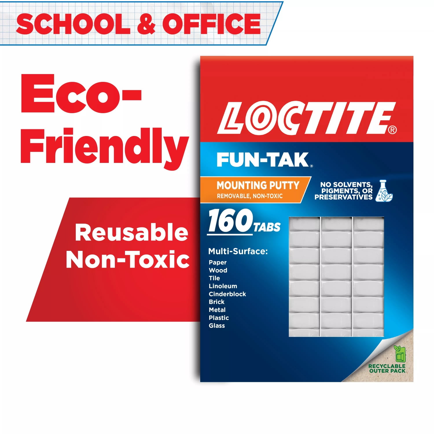 Loctite Fun-Tak Mounting Putty, Reusable Adhesive for Wall Decor (White, 4 oz) 4qvn3