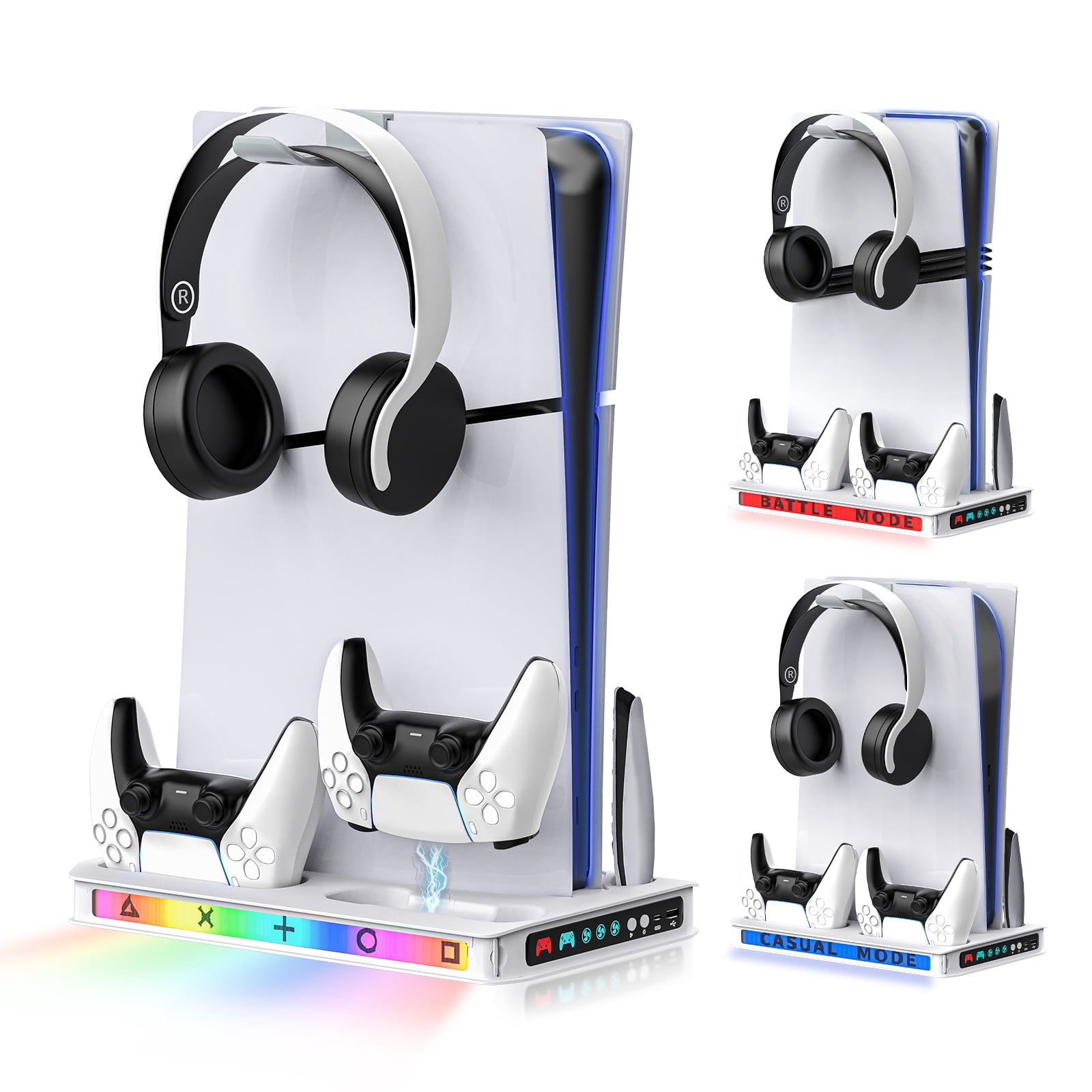 Boundless Trade PS5 Cooling Station with Controller Charger and RGB Lighting (Compatible with PS5 Disc, Digital, Slim, and Pro Models) krk6p