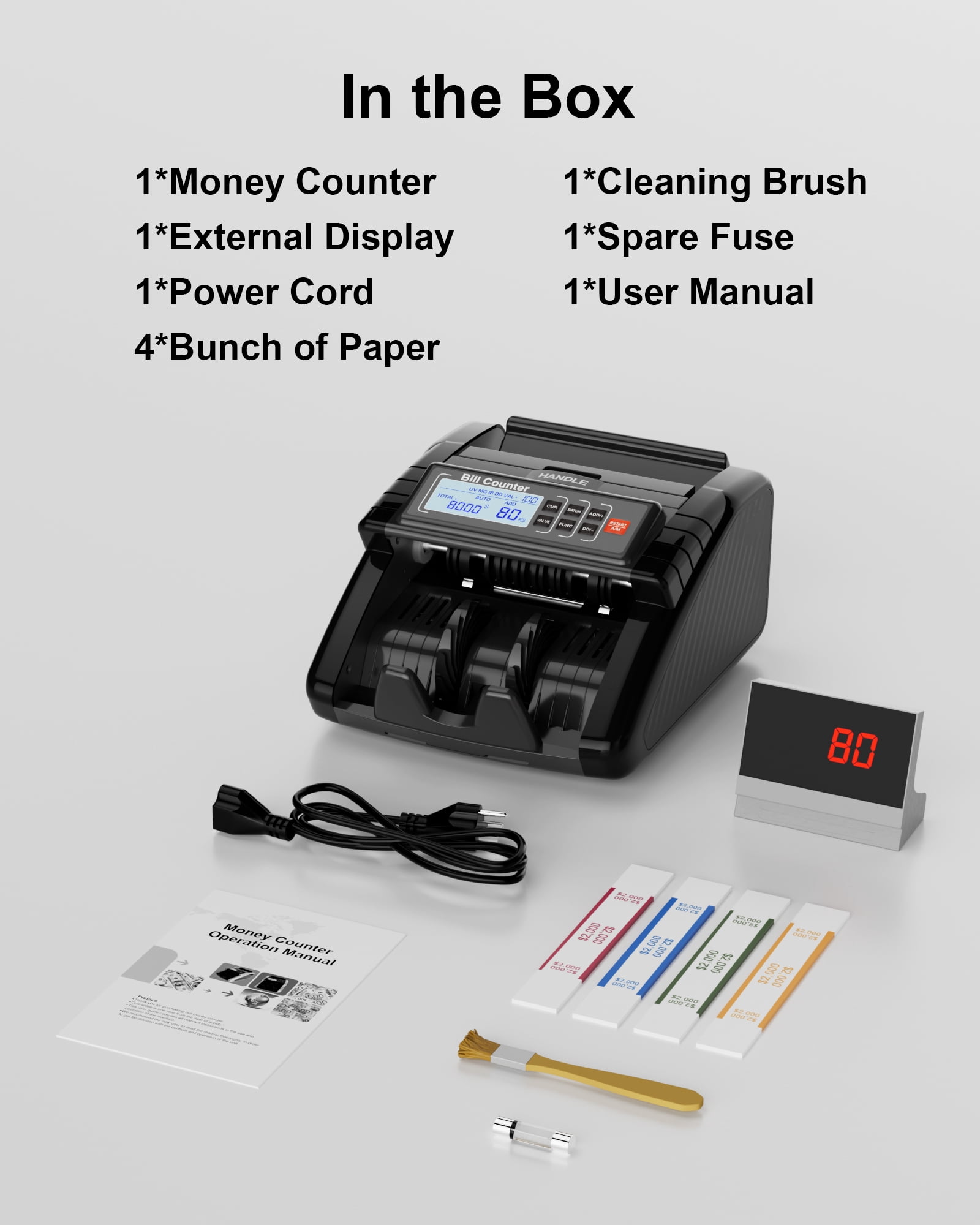 Aneken Money Counter Machine with Counterfeit Detection (Black, 1000 Notes/Min) crt7e